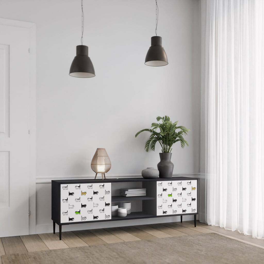 CATS COMPILATION 2-Door TV Stand in Black Finish
