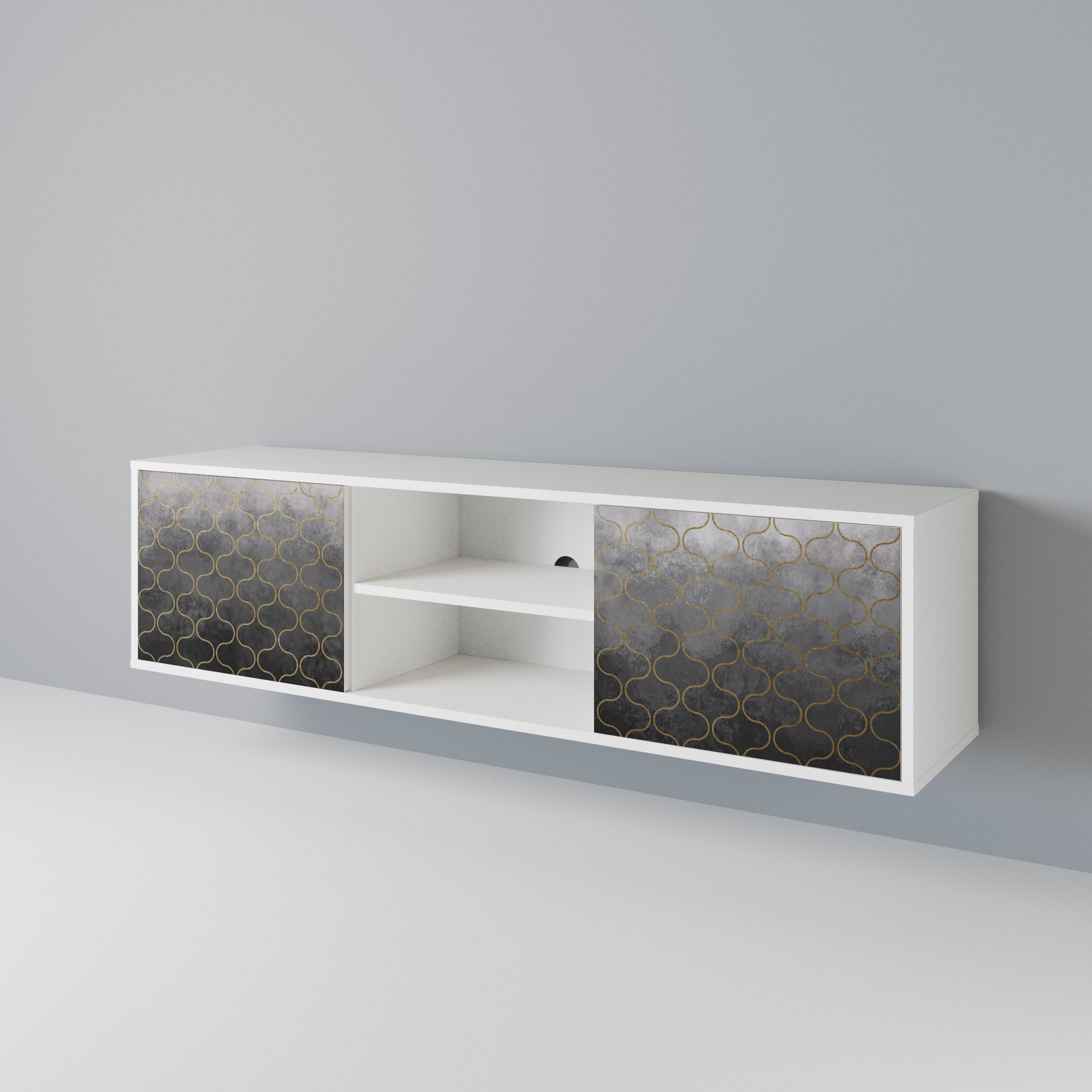 TESSELATED GRAYISH 2-Door TV Cabinet