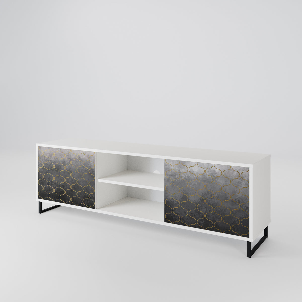 TESSELATED GRAYISH 2-Door TV Cabinet