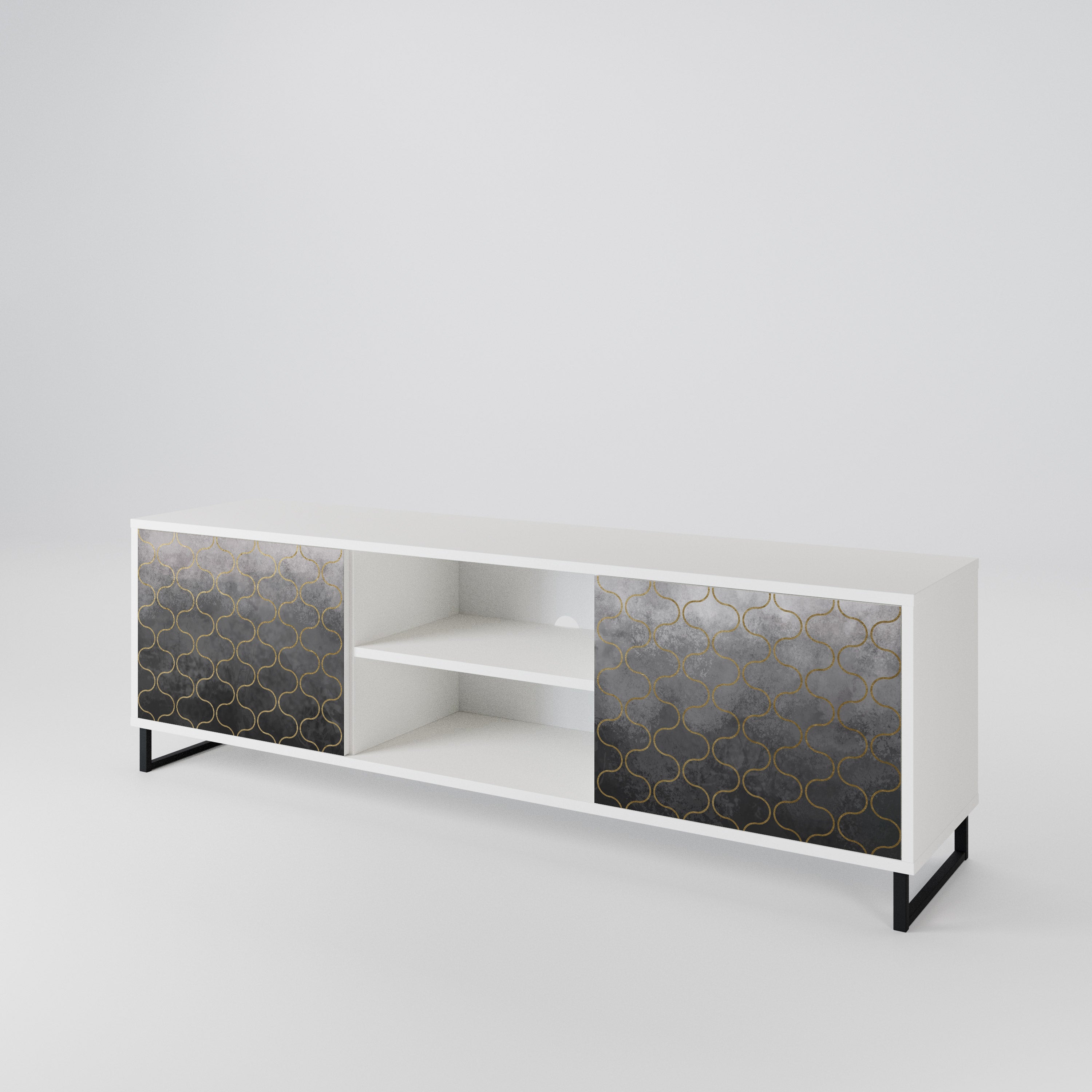 TESSELATED GRAYISH 2-Door TV Cabinet
