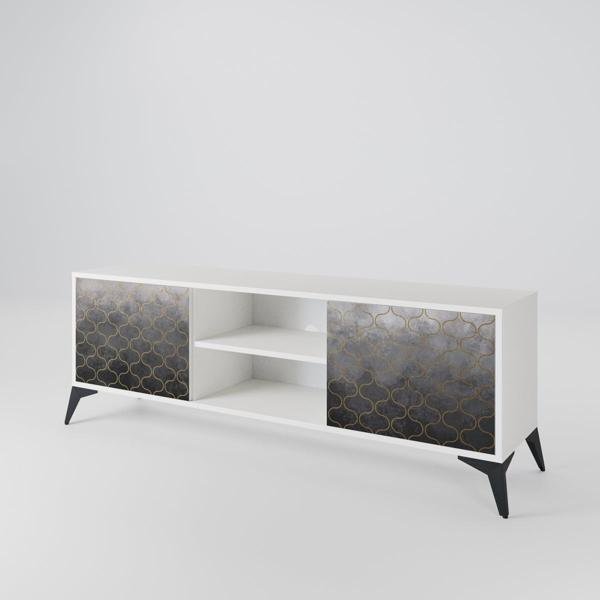 TESSELATED GRAYISH 2-Door TV Cabinet