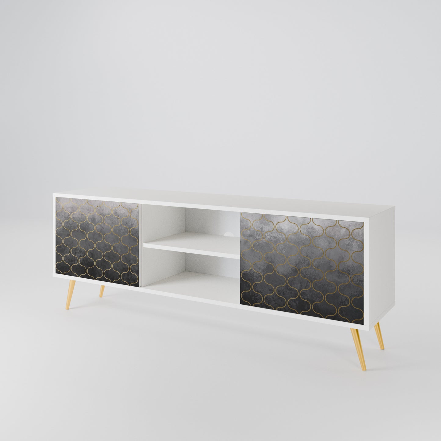 TESSELATED GRAYISH 2-Door TV Cabinet