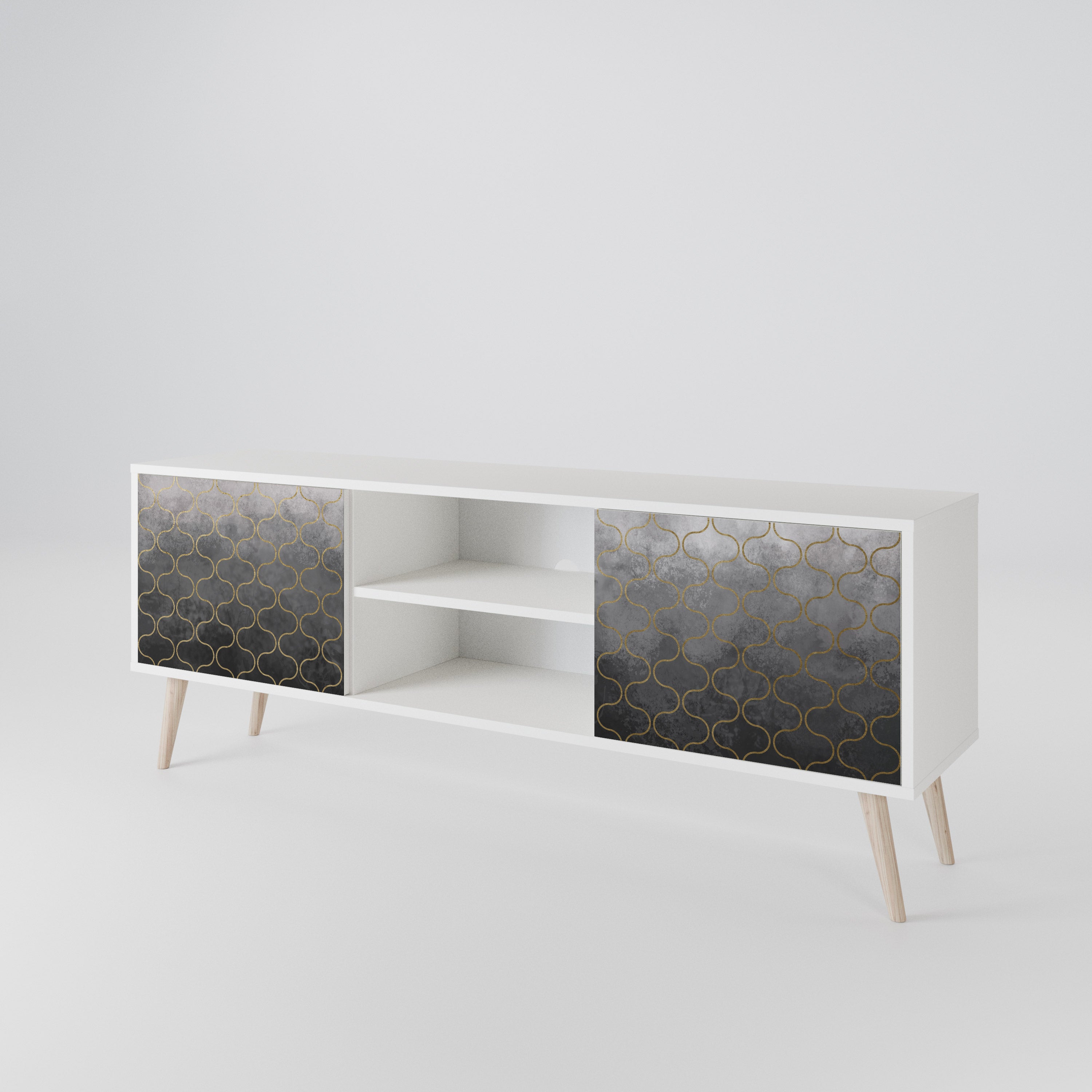 TESSELATED GRAYISH 2-Door TV Cabinet
