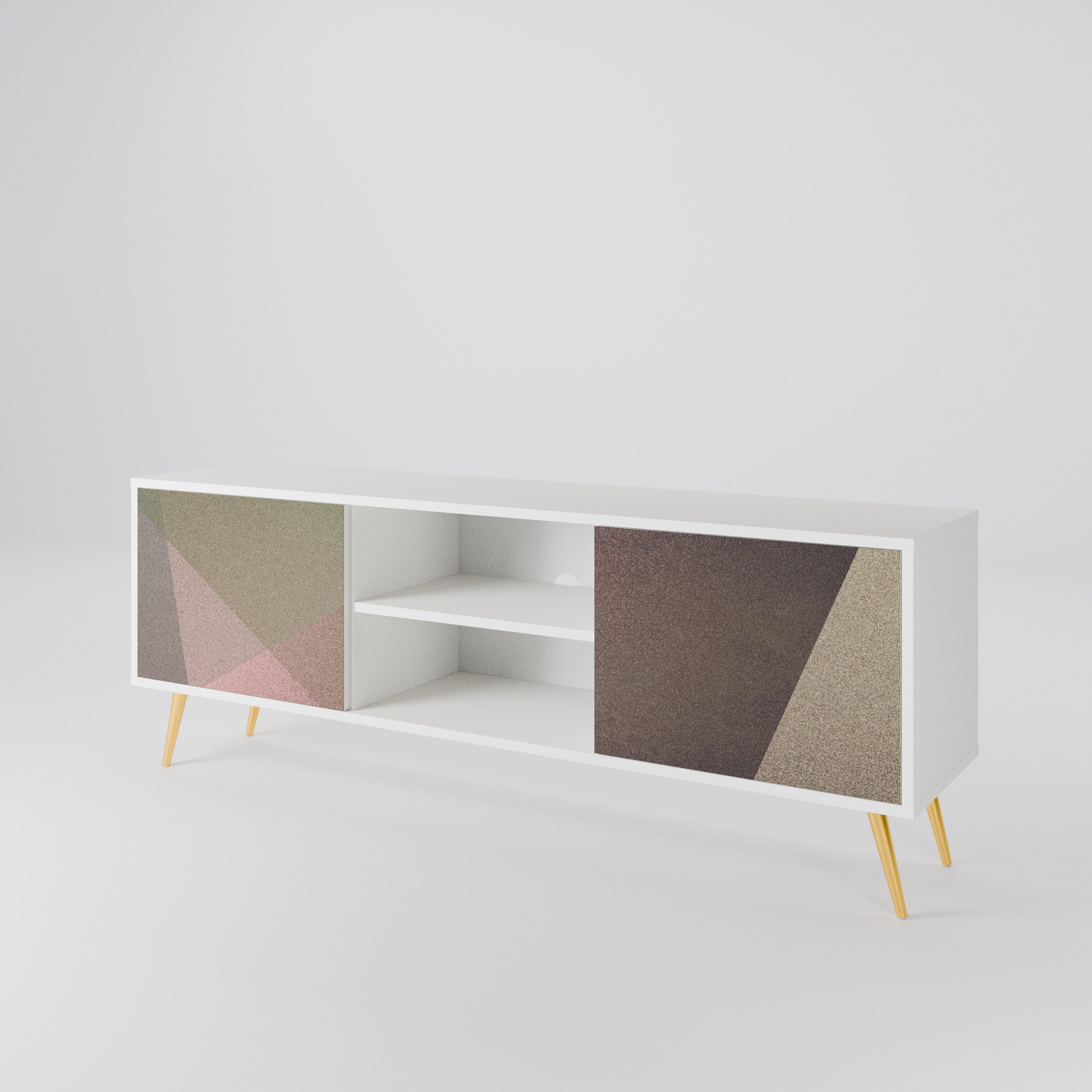 BEIGE GEOMETRY 2-Door TV Cabinet