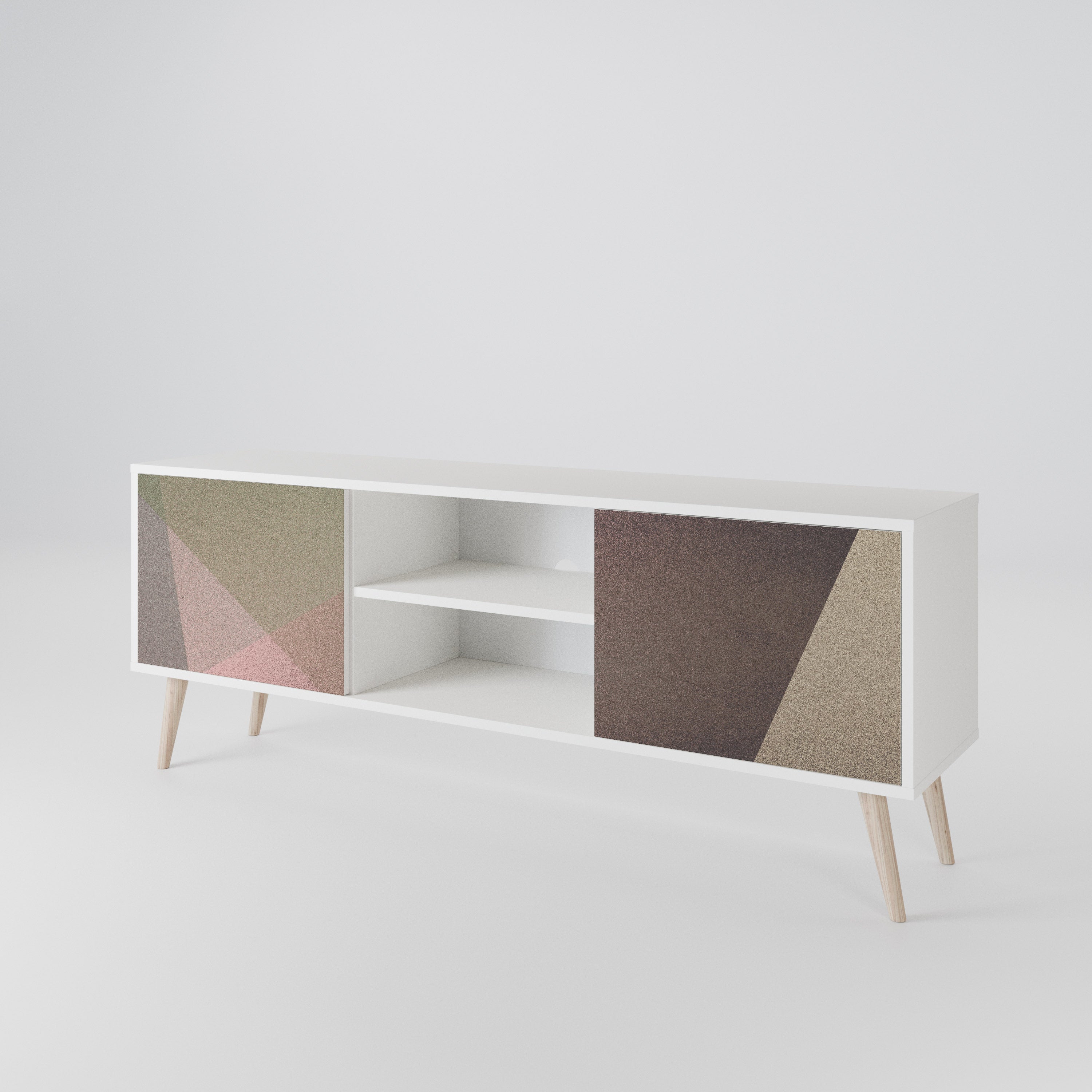 BEIGE GEOMETRY 2-Door TV Cabinet