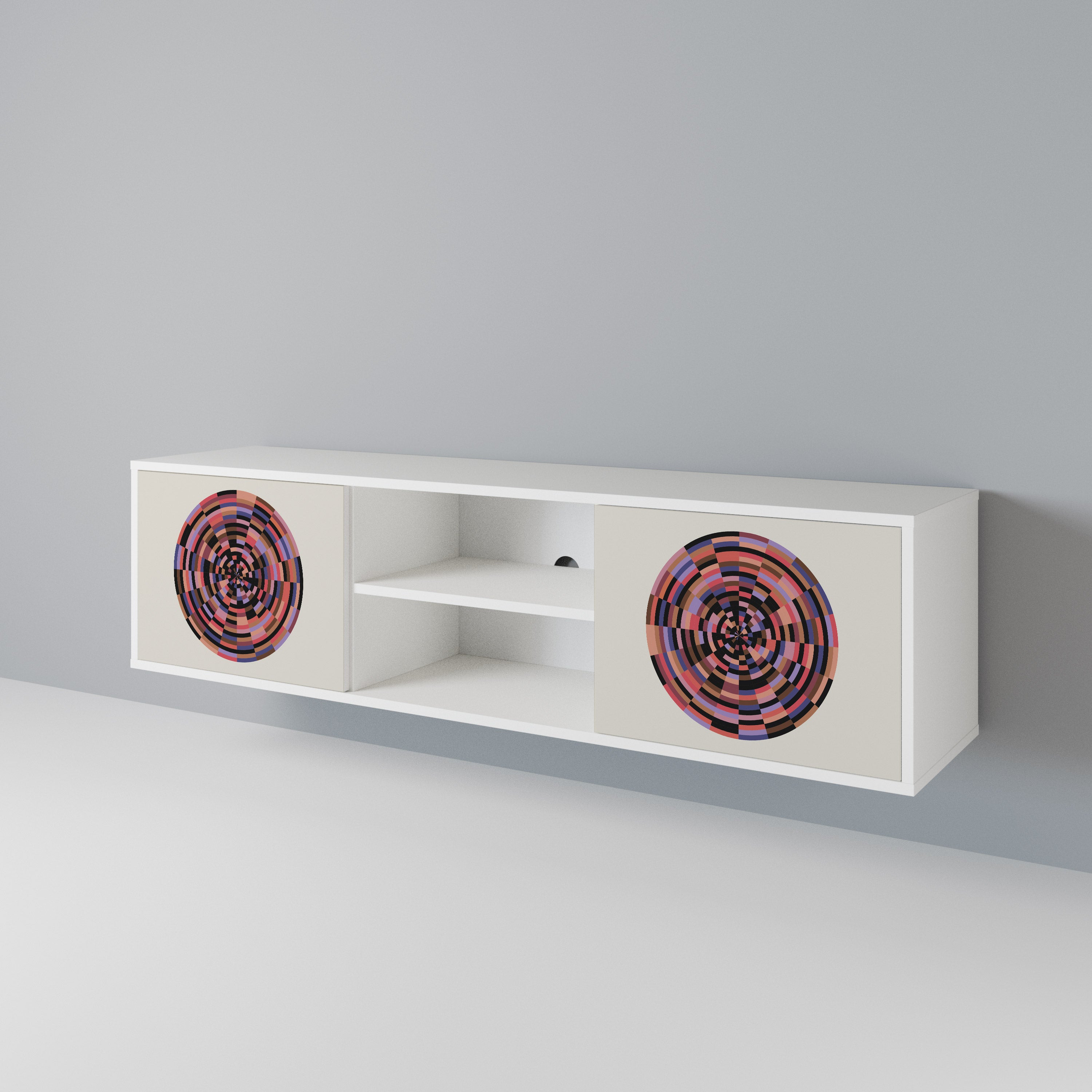 BROWN CIRCLES 2-Door TV Cabinet