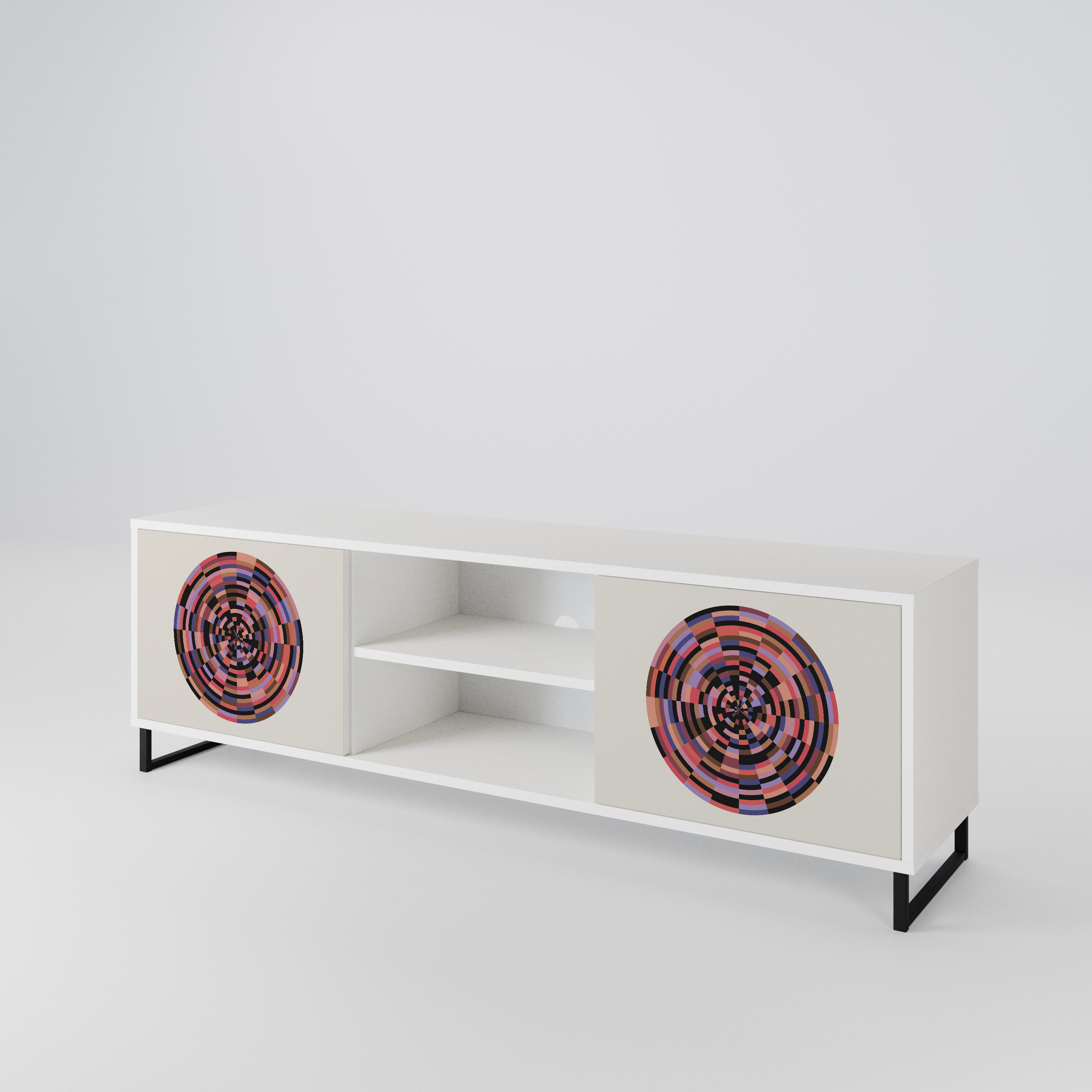 BROWN CIRCLES 2-Door TV Cabinet