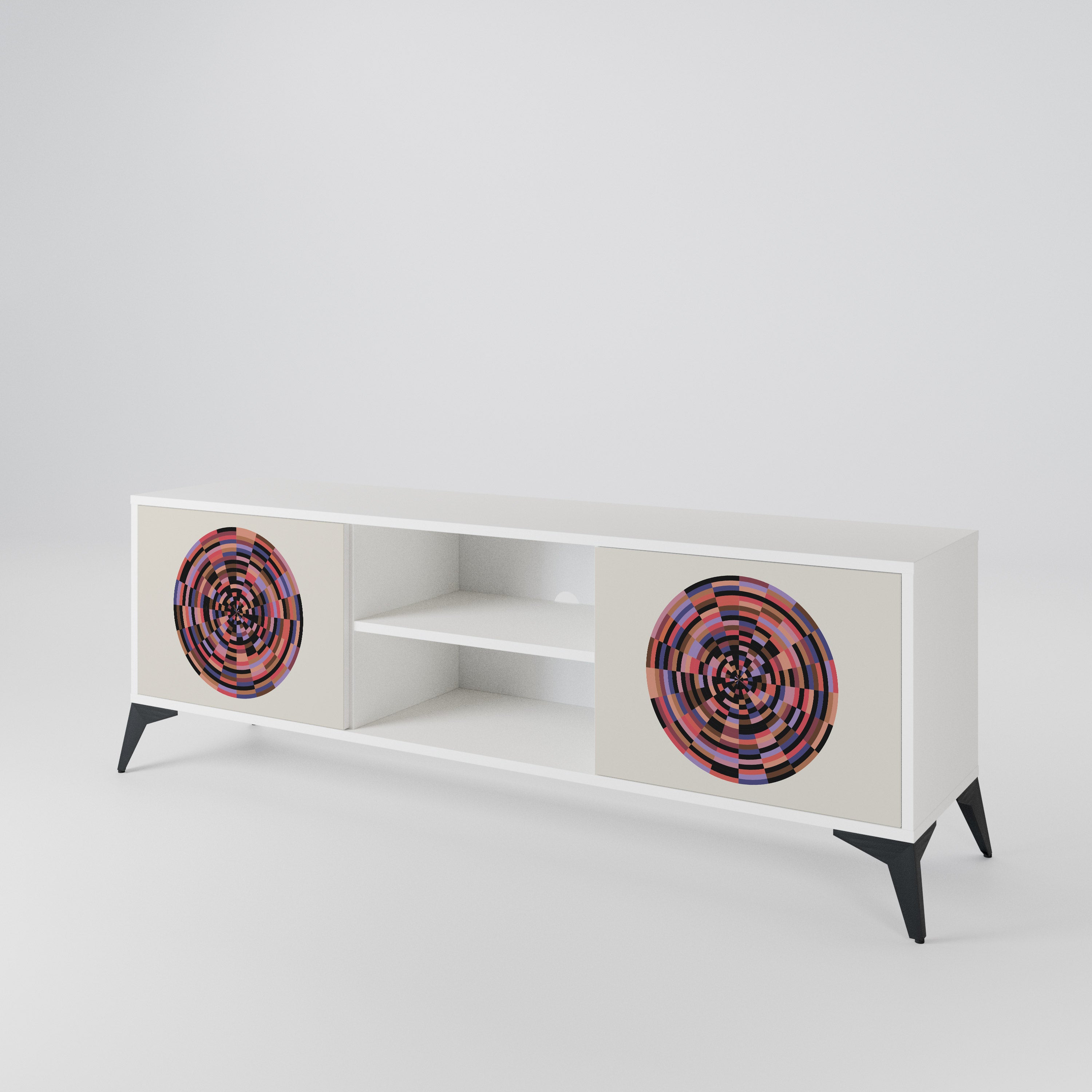 BROWN CIRCLES 2-Door TV Cabinet