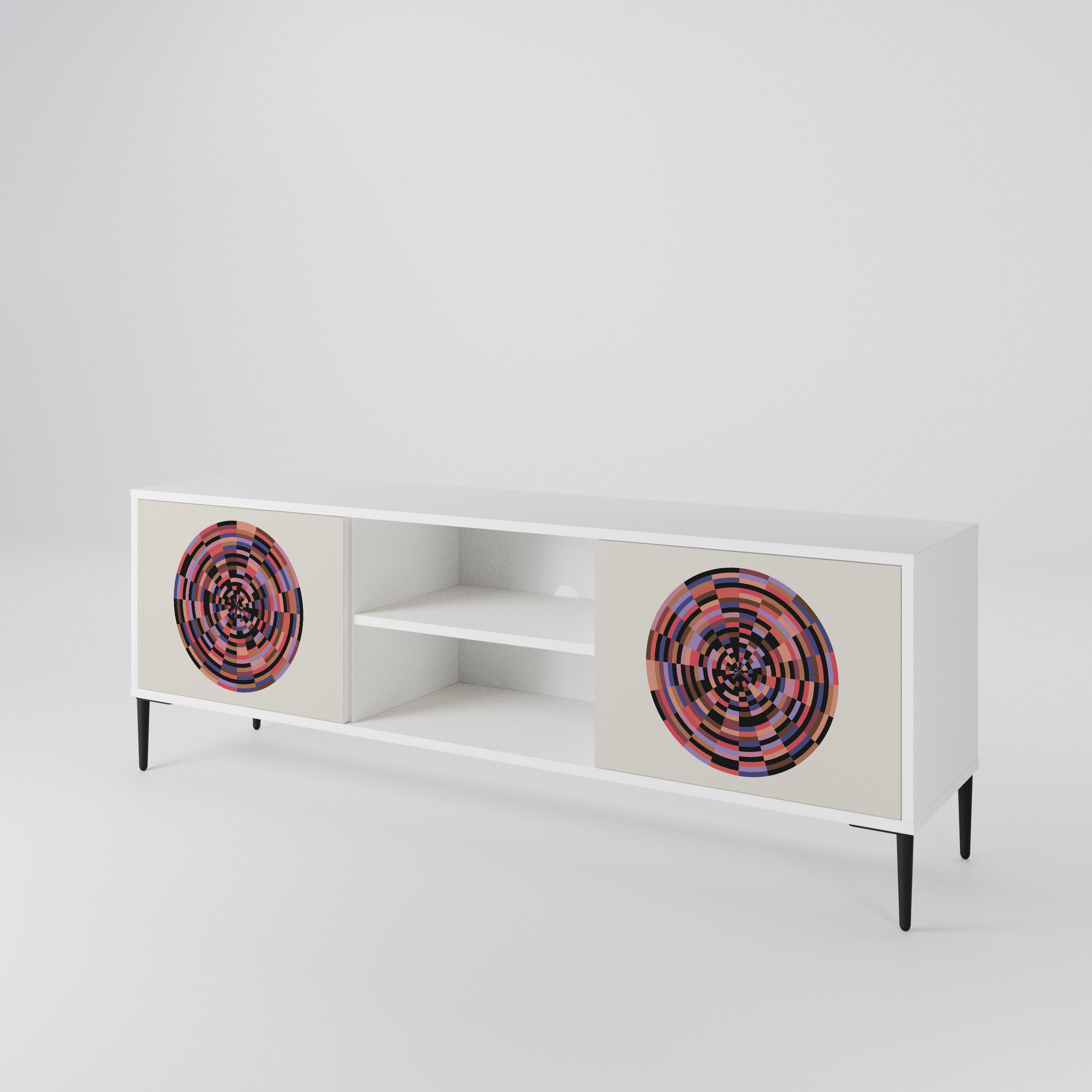 BROWN CIRCLES 2-Door TV Cabinet