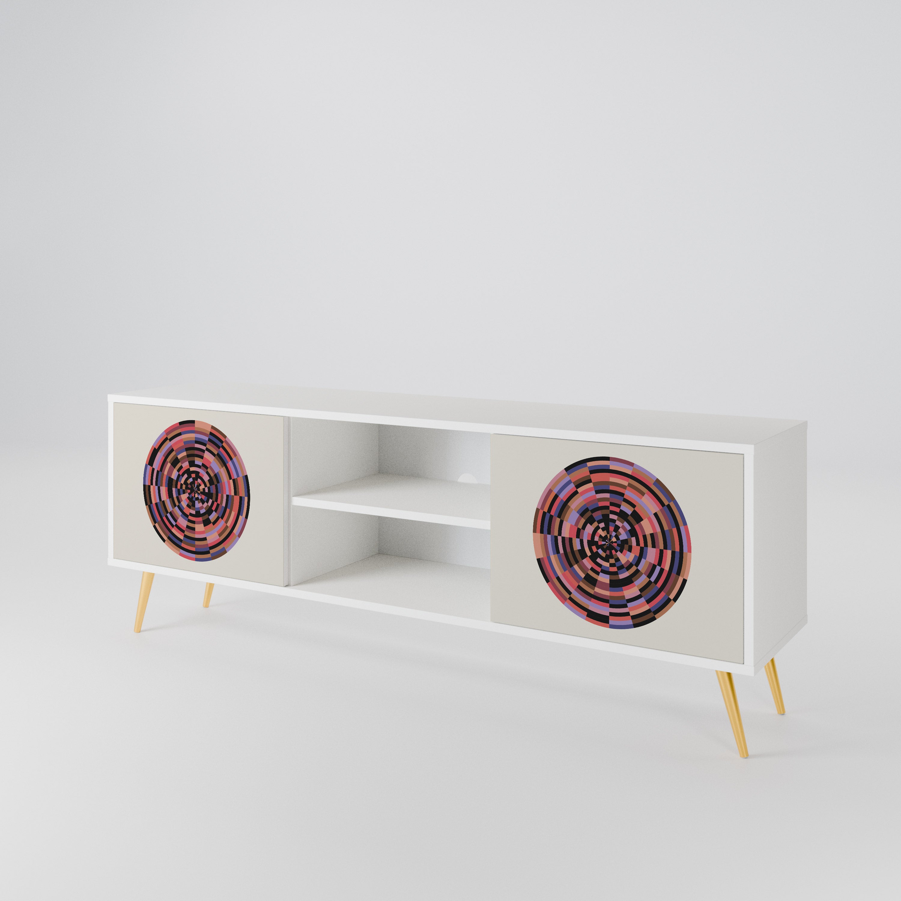 BROWN CIRCLES 2-Door TV Cabinet