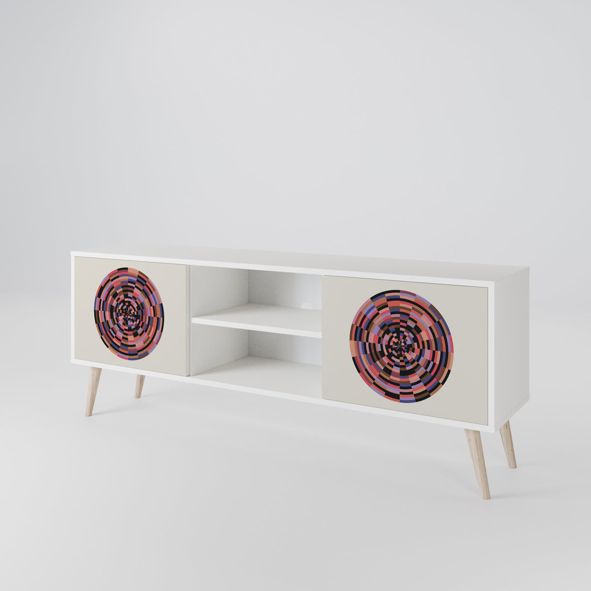 BROWN CIRCLES 2-Door TV Cabinet