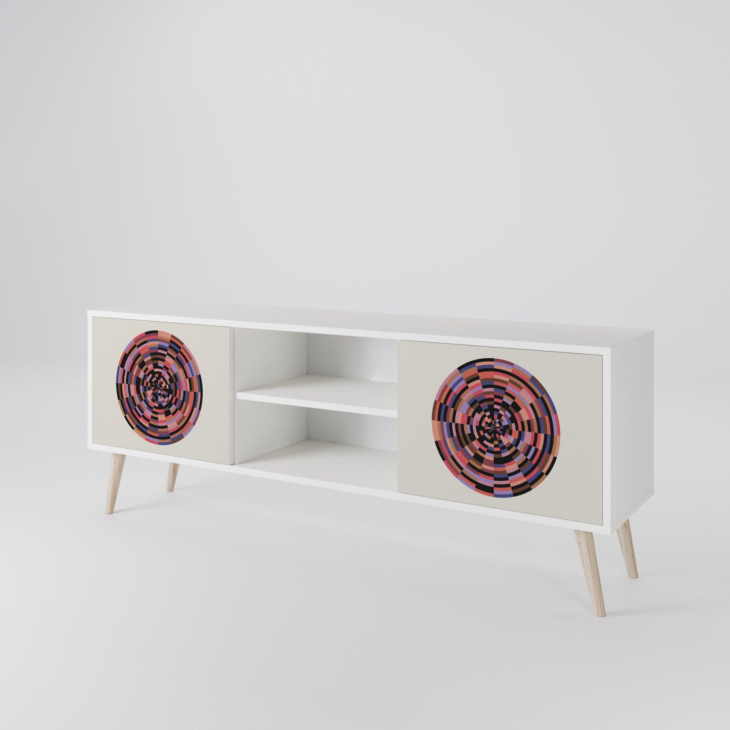 BROWN CIRCLES 2-Door TV Cabinet