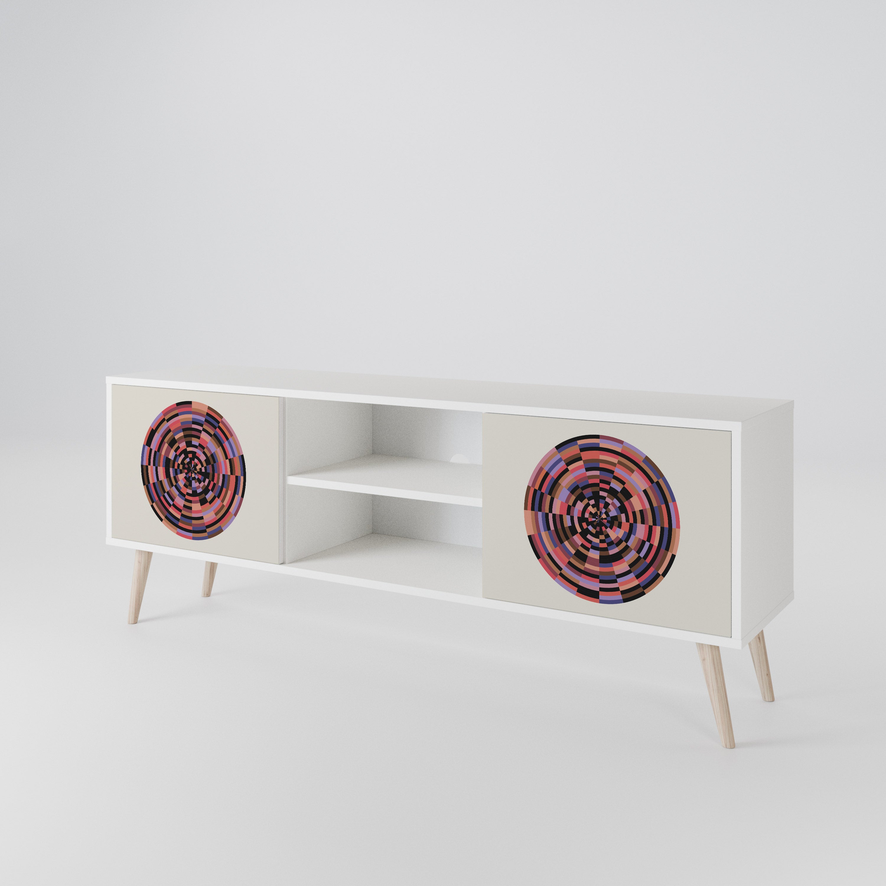 BROWN CIRCLES 2-Door TV Cabinet