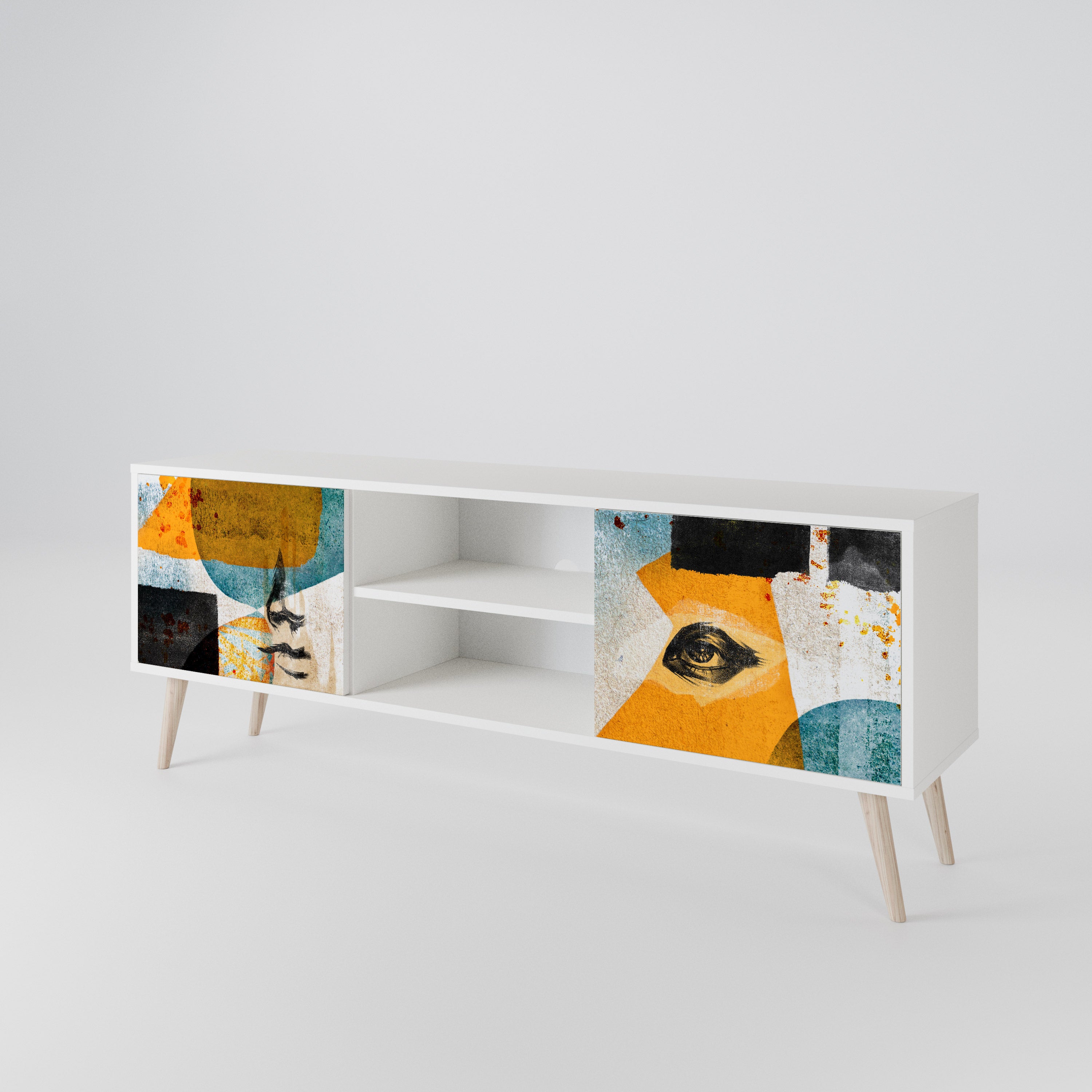 ABSTRACT FACES 2-Door TV Cabinet