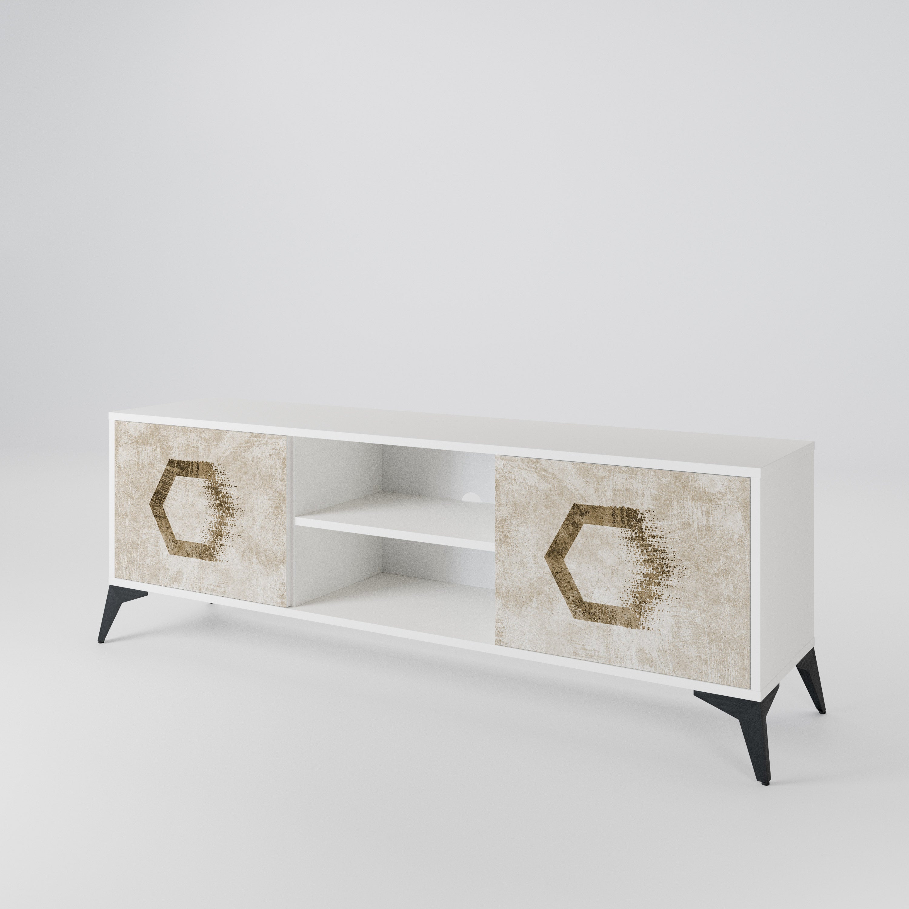 HEXAGONAL SHAPES 2-Door TV Cabinet