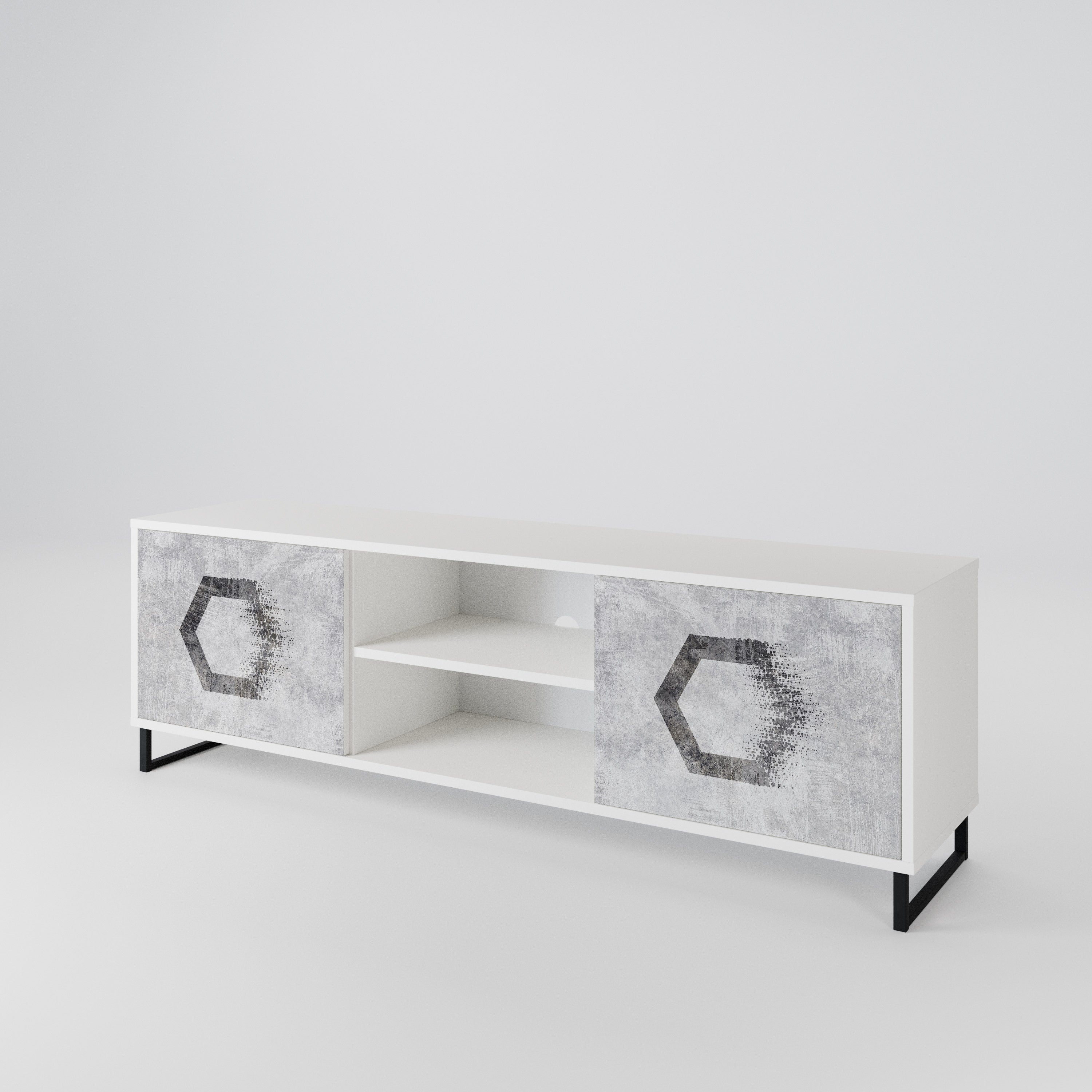 HEXAGONAL FIGURES 2-Door TV Cabinet