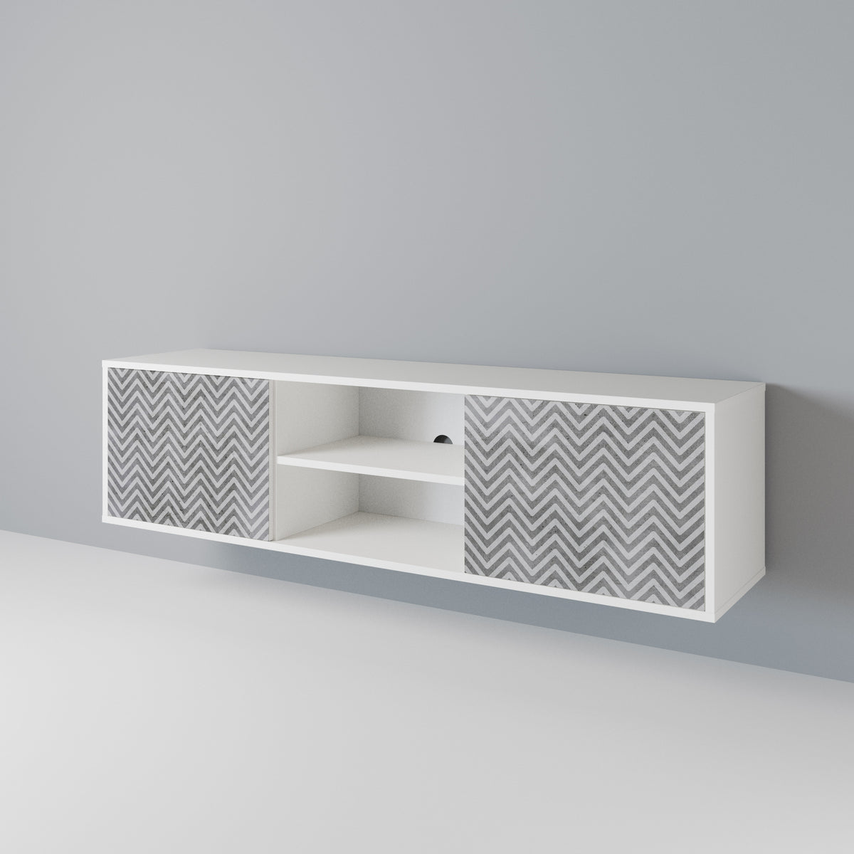 CONCRETE ZIG ZAG 2-Door TV Cabinet