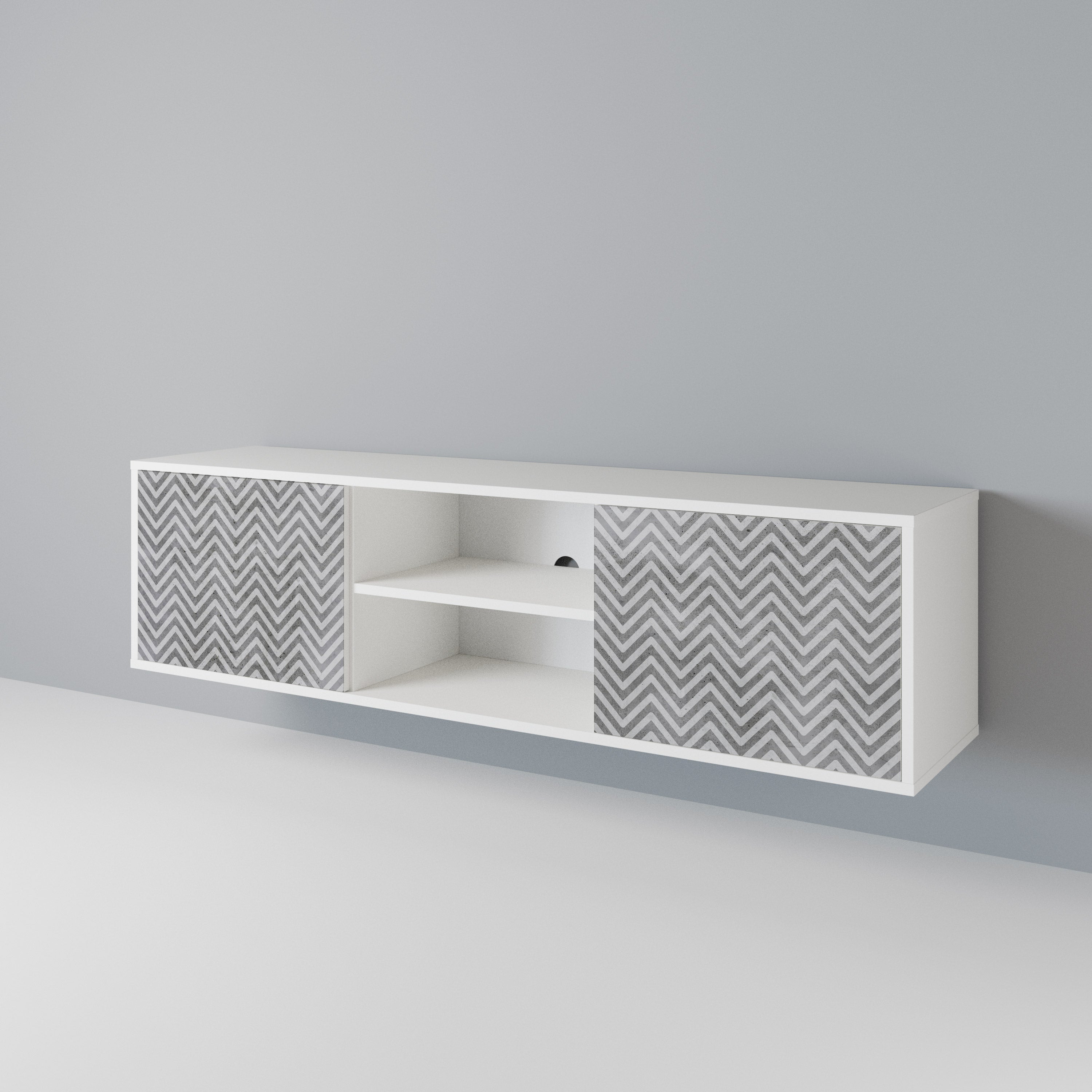 CONCRETE ZIG ZAG 2-Door TV Cabinet