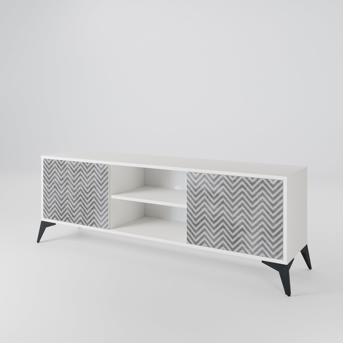 CONCRETE ZIG ZAG 2-Door TV Cabinet