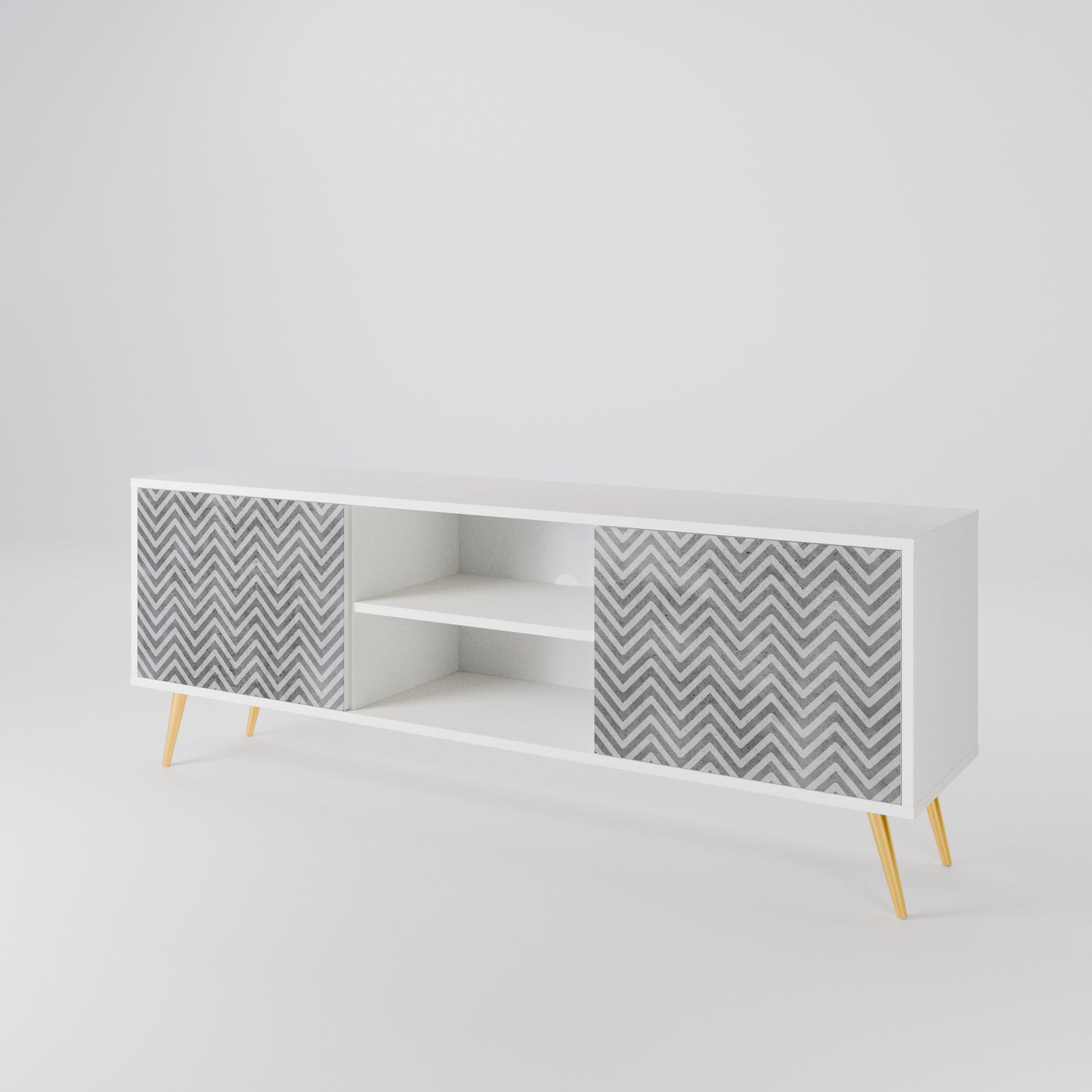 CONCRETE ZIG ZAG 2-Door TV Cabinet