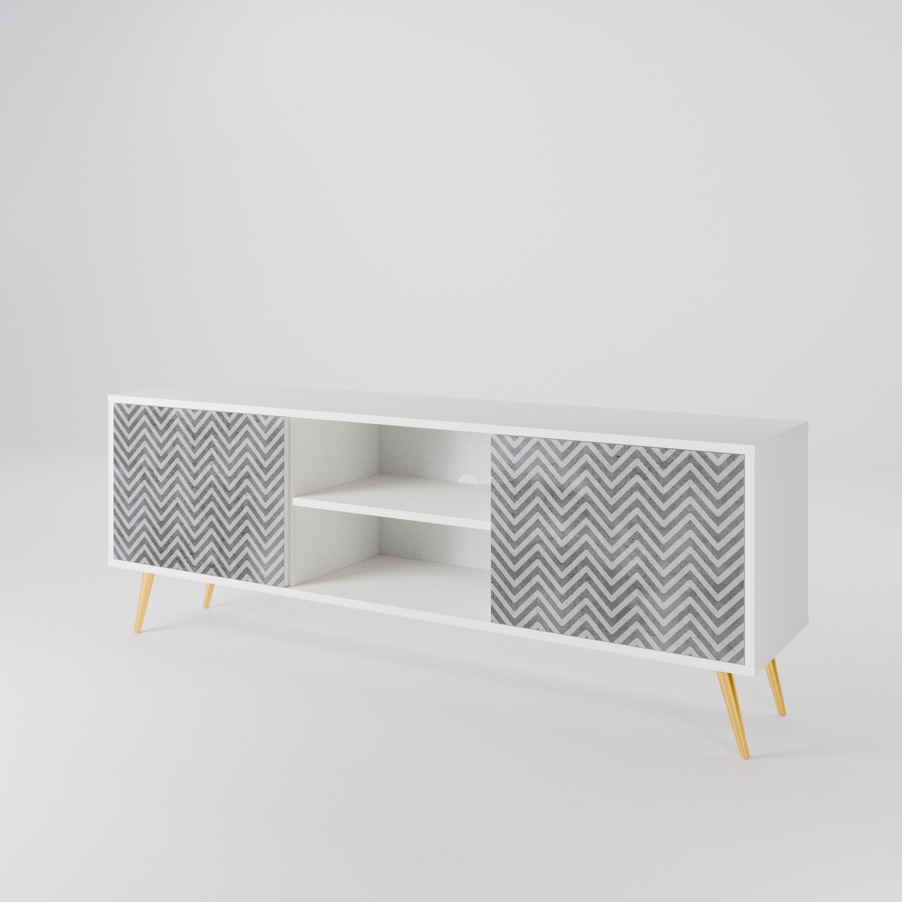 CONCRETE ZIG ZAG 2-Door TV Cabinet