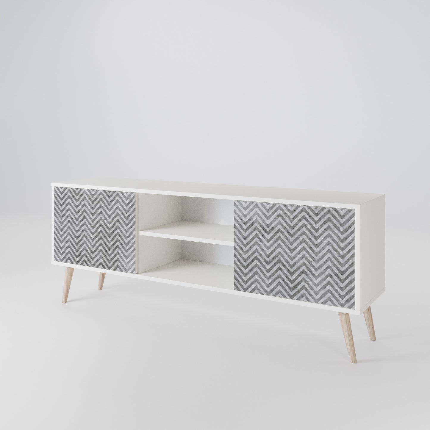 CONCRETE ZIG ZAG 2-Door TV Cabinet