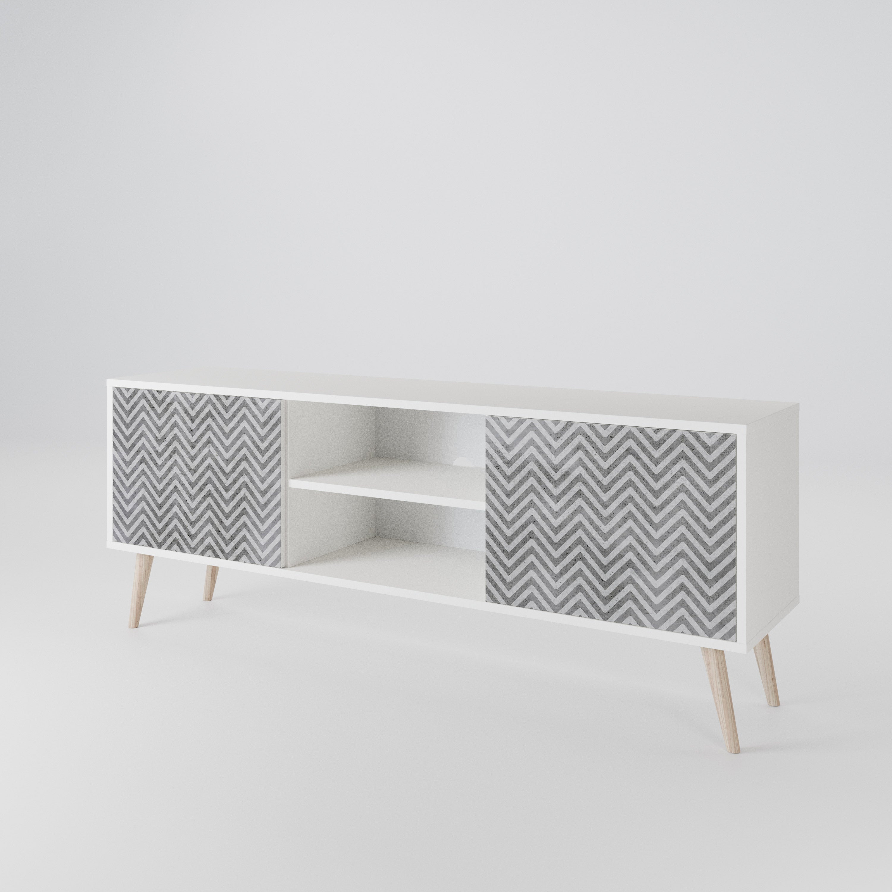 CONCRETE ZIG ZAG 2-Door TV Cabinet
