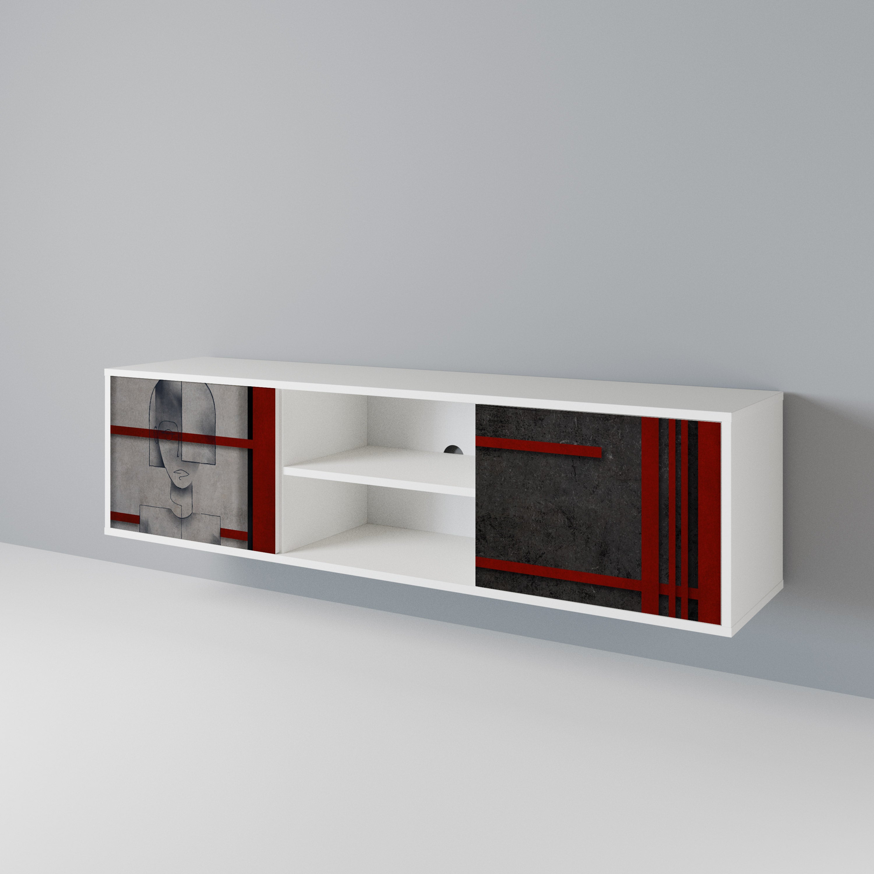 GRAY FIGURES 2-Door TV Cabinet