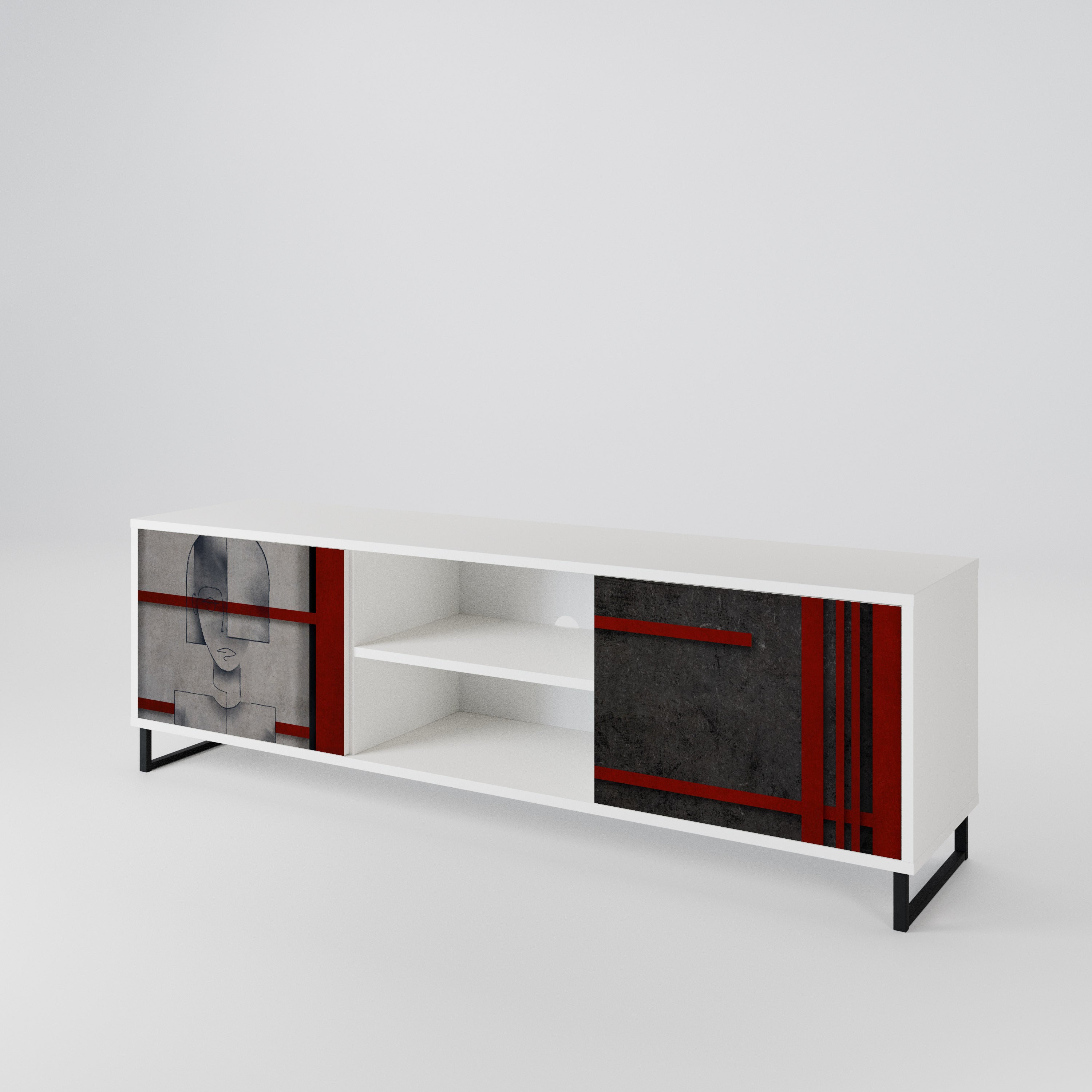 GRAY FIGURES 2-Door TV Cabinet