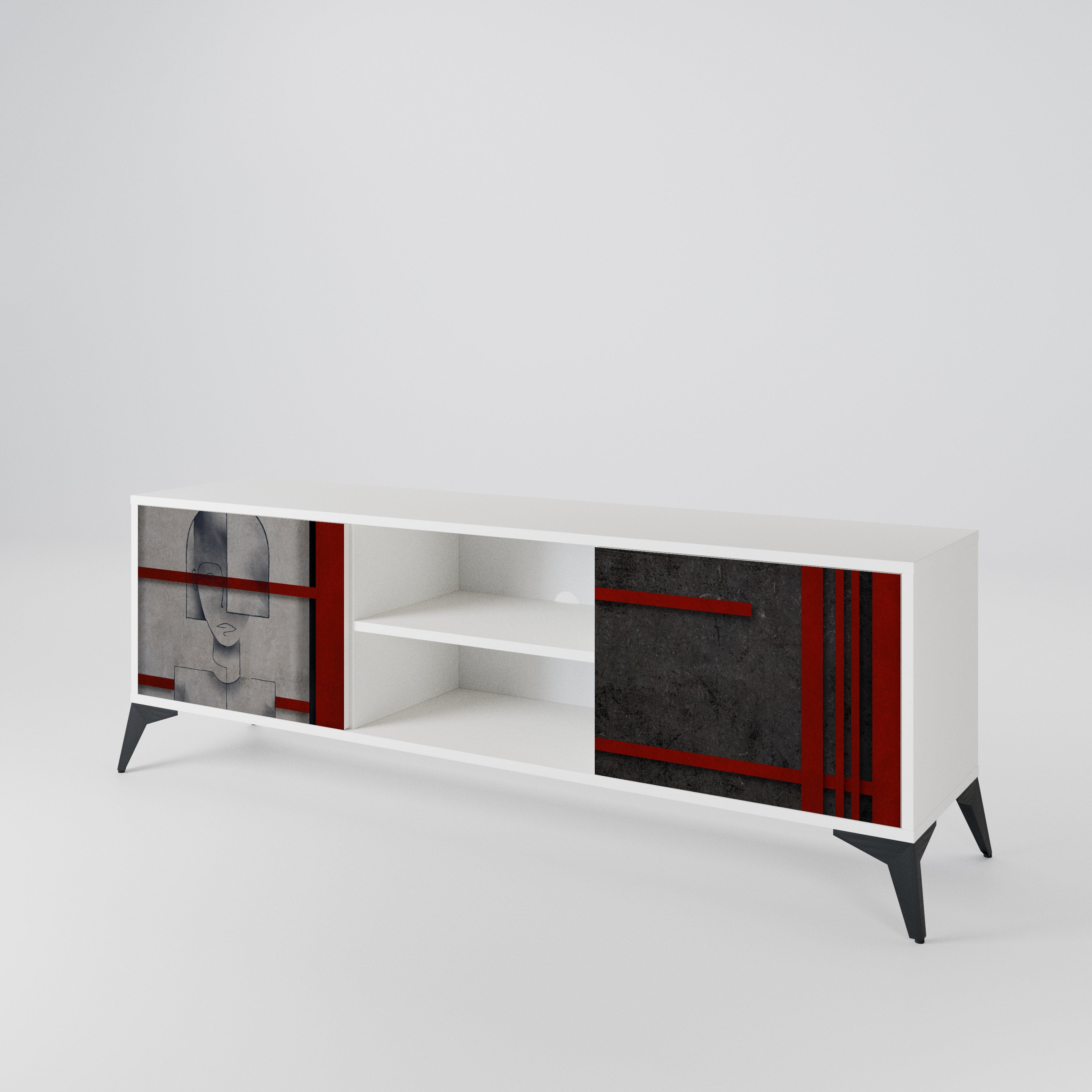 GRAY FIGURES 2-Door TV Cabinet