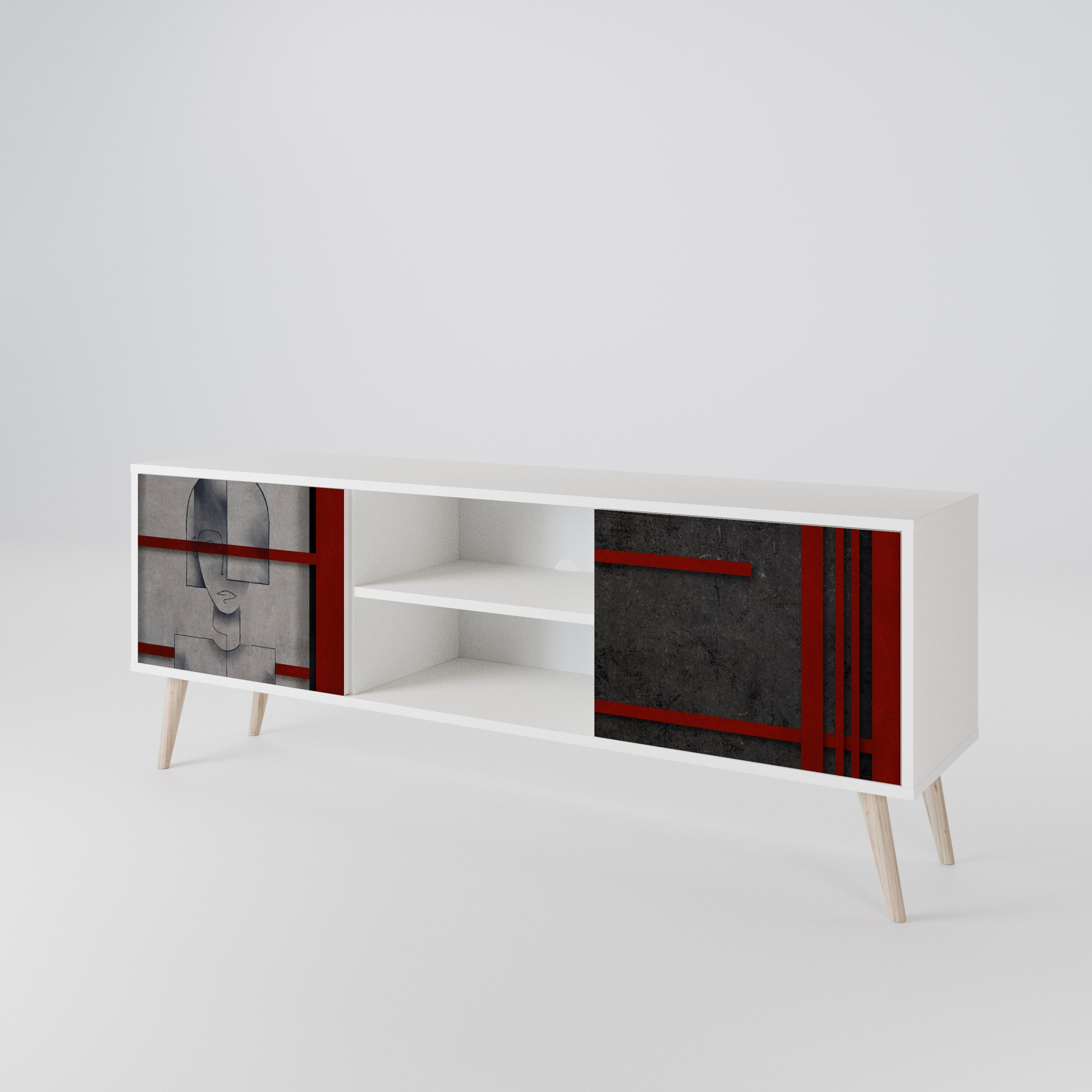 GRAY FIGURES 2-Door TV Cabinet
