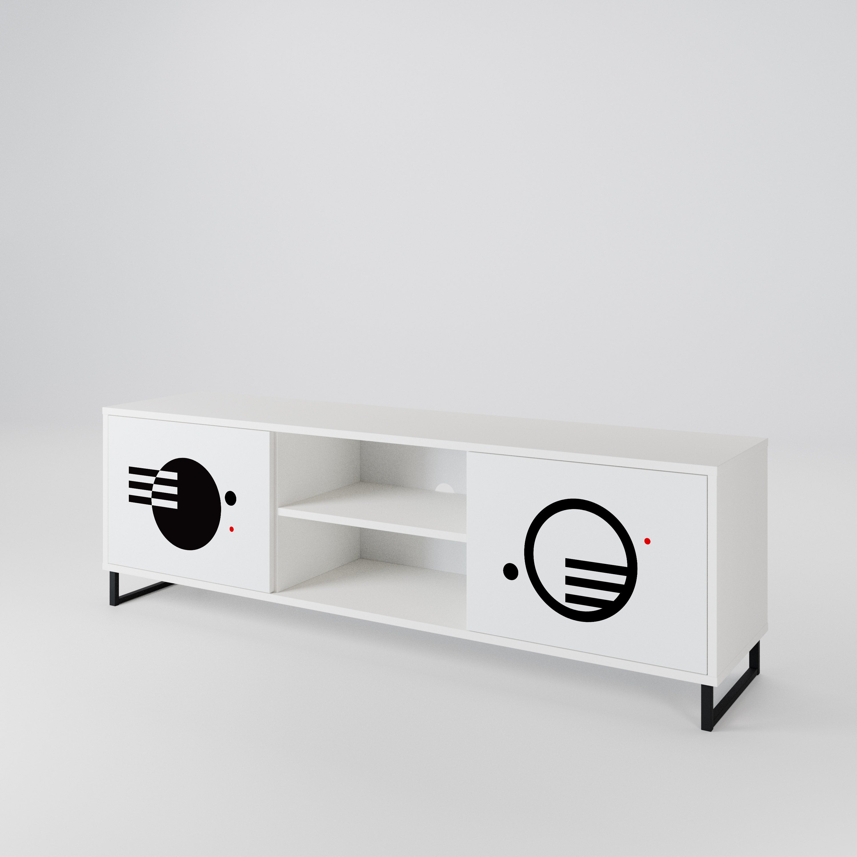 BLACK AND WHITE COMBINATION 2-Door TV Cabinet