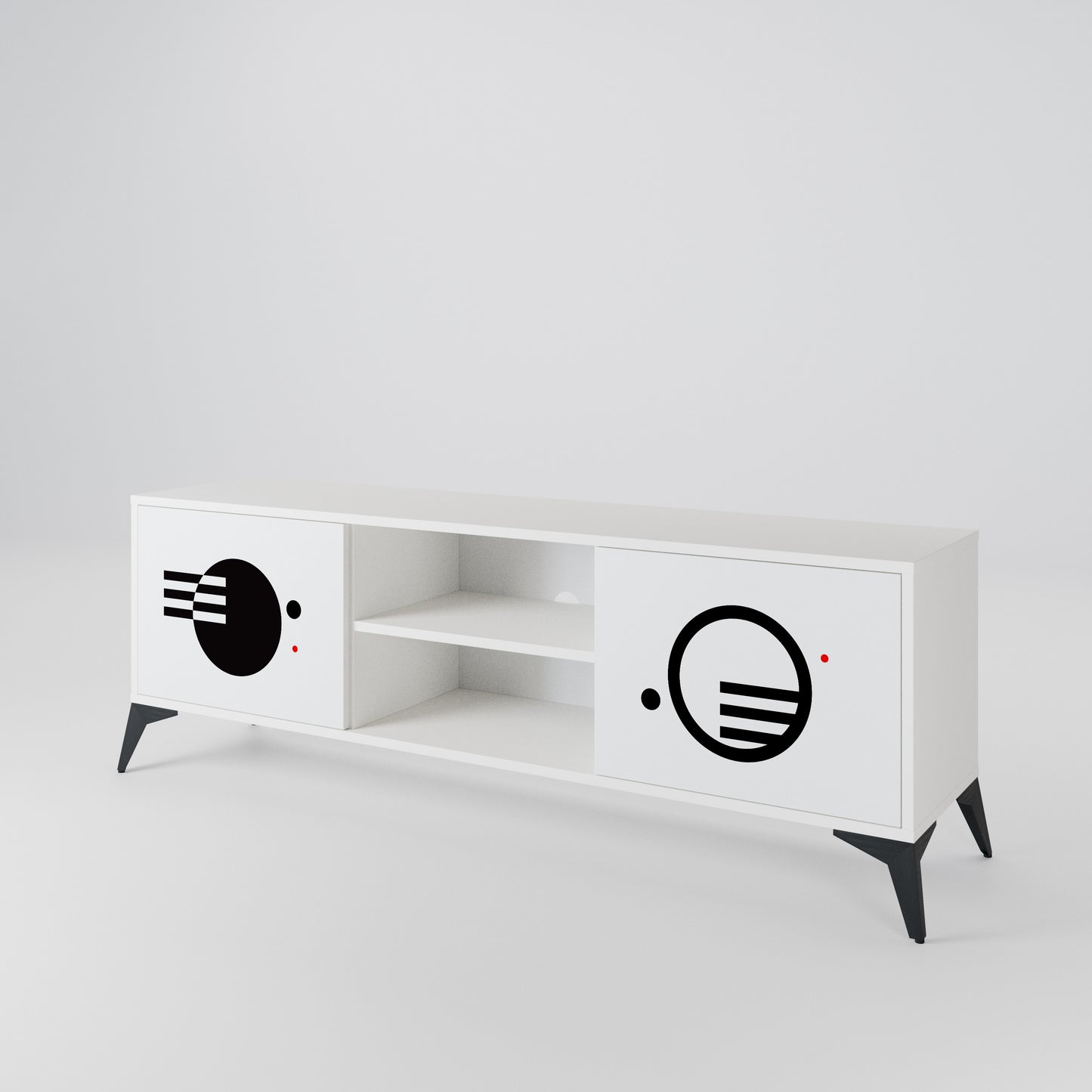 BLACK AND WHITE COMBINATION 2-Door TV Cabinet