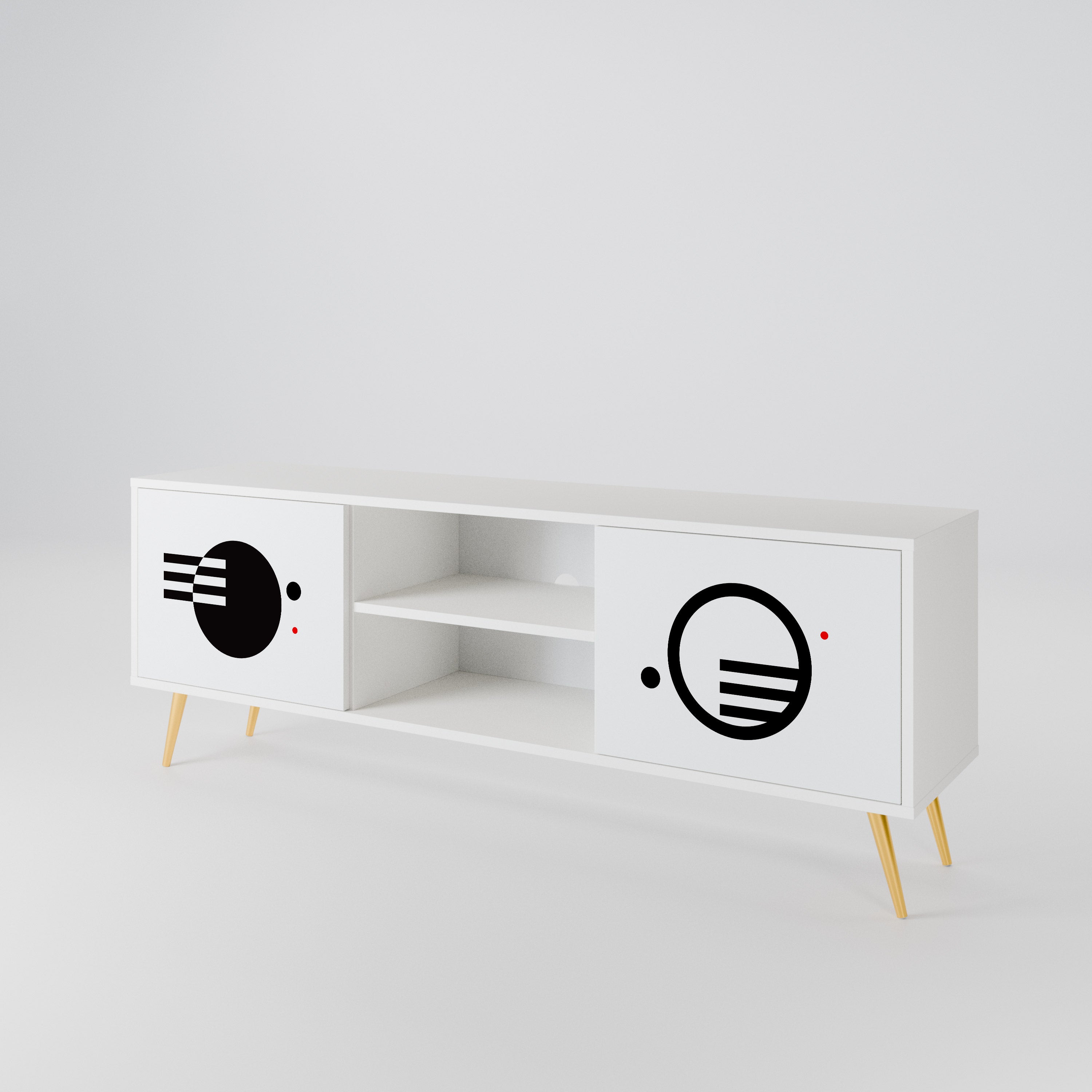 BLACK AND WHITE COMBINATION 2-Door TV Cabinet