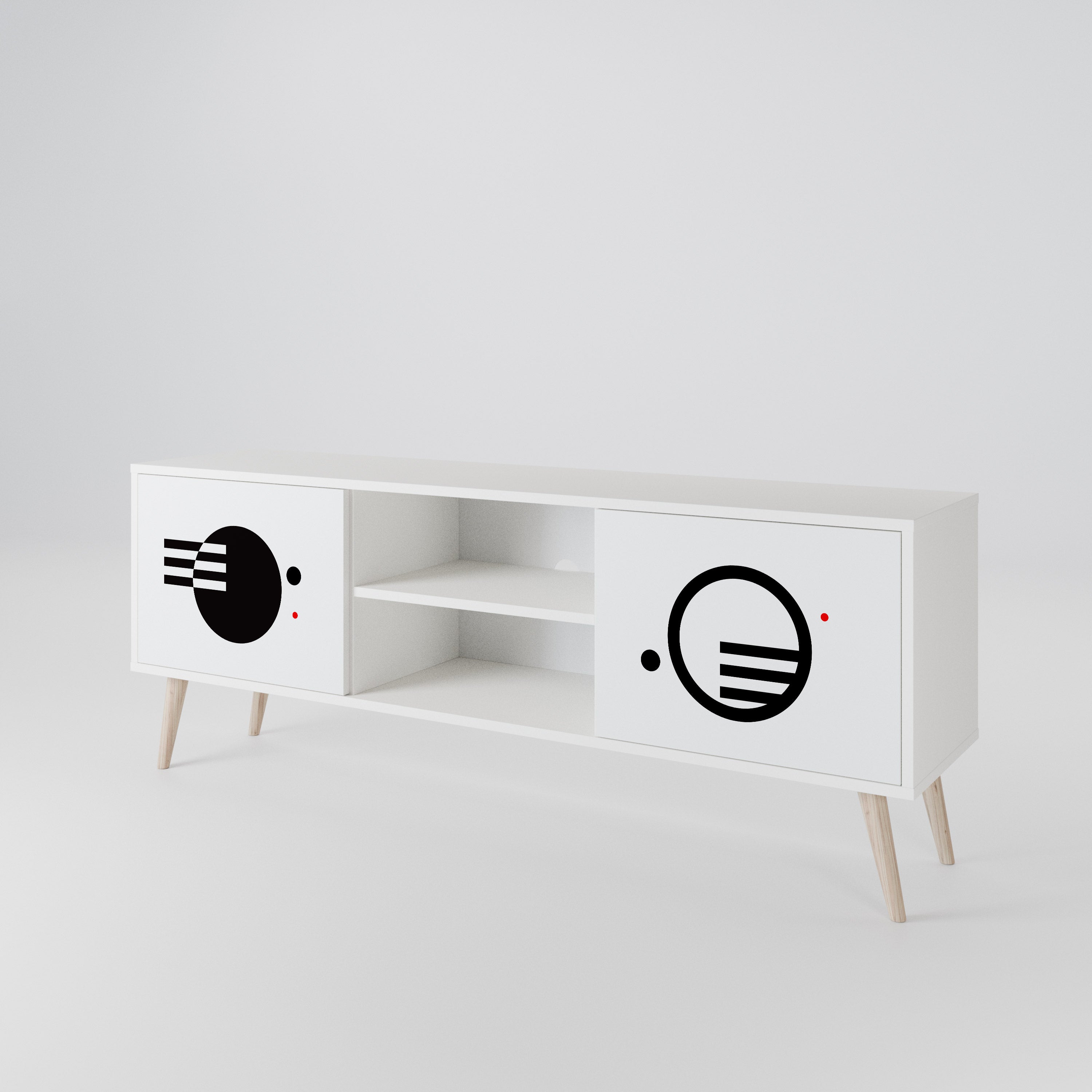 BLACK AND WHITE COMBINATION 2-Door TV Cabinet