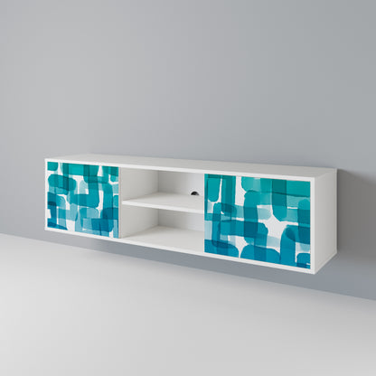 TURQUOISE RECTANGLES 2-Door TV Cabinet