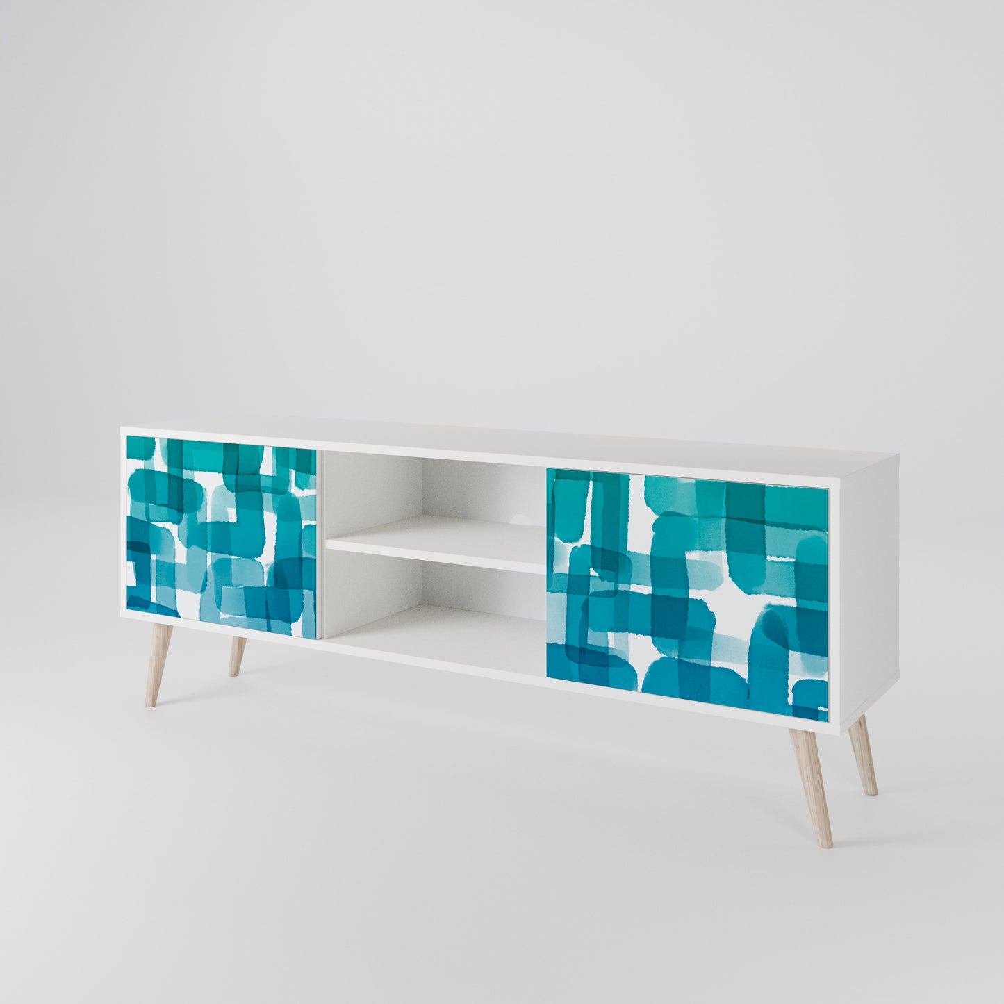TURQUOISE RECTANGLES 2-Door TV Cabinet