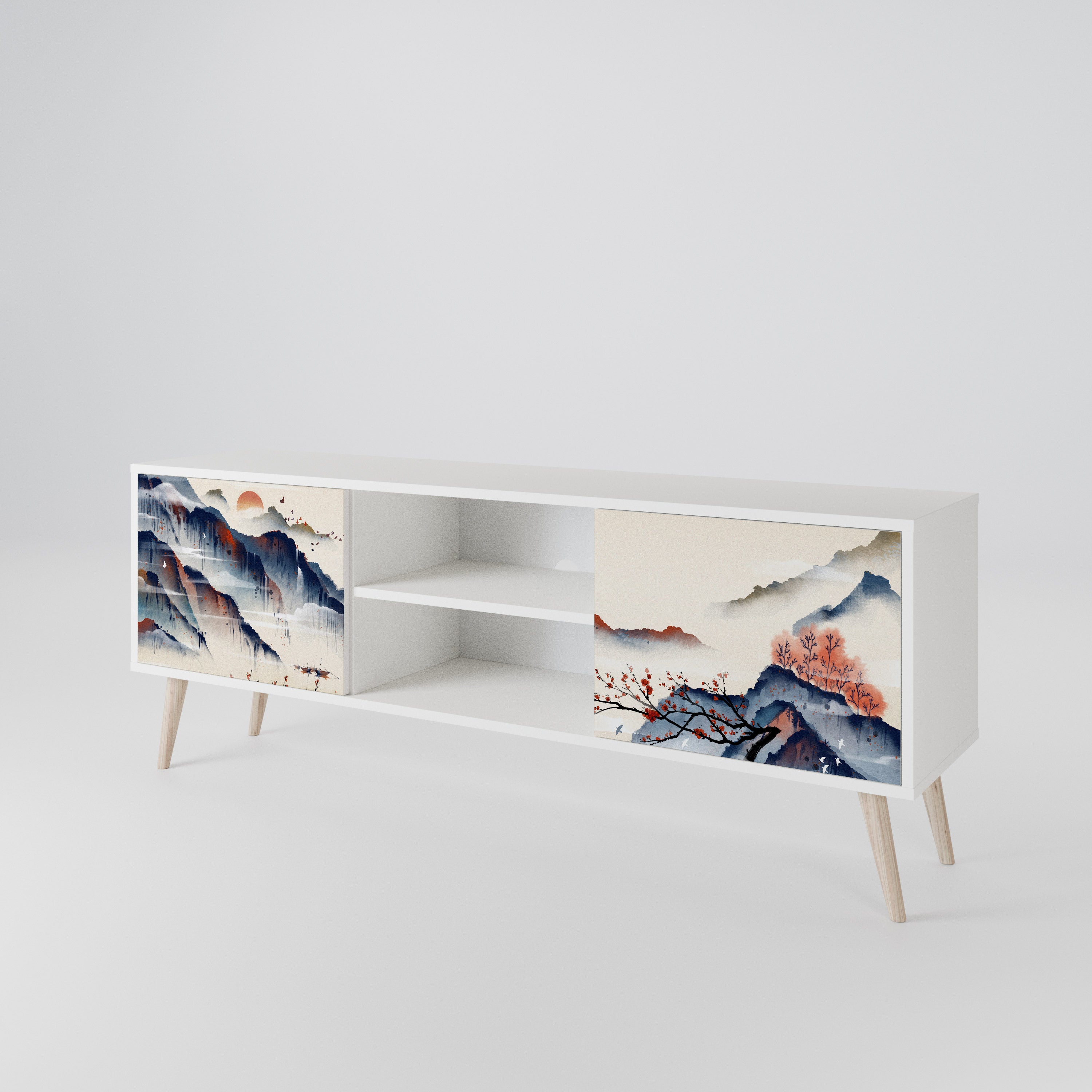 JAPANESE LANDSCAPE 2-Door TV Cabinet