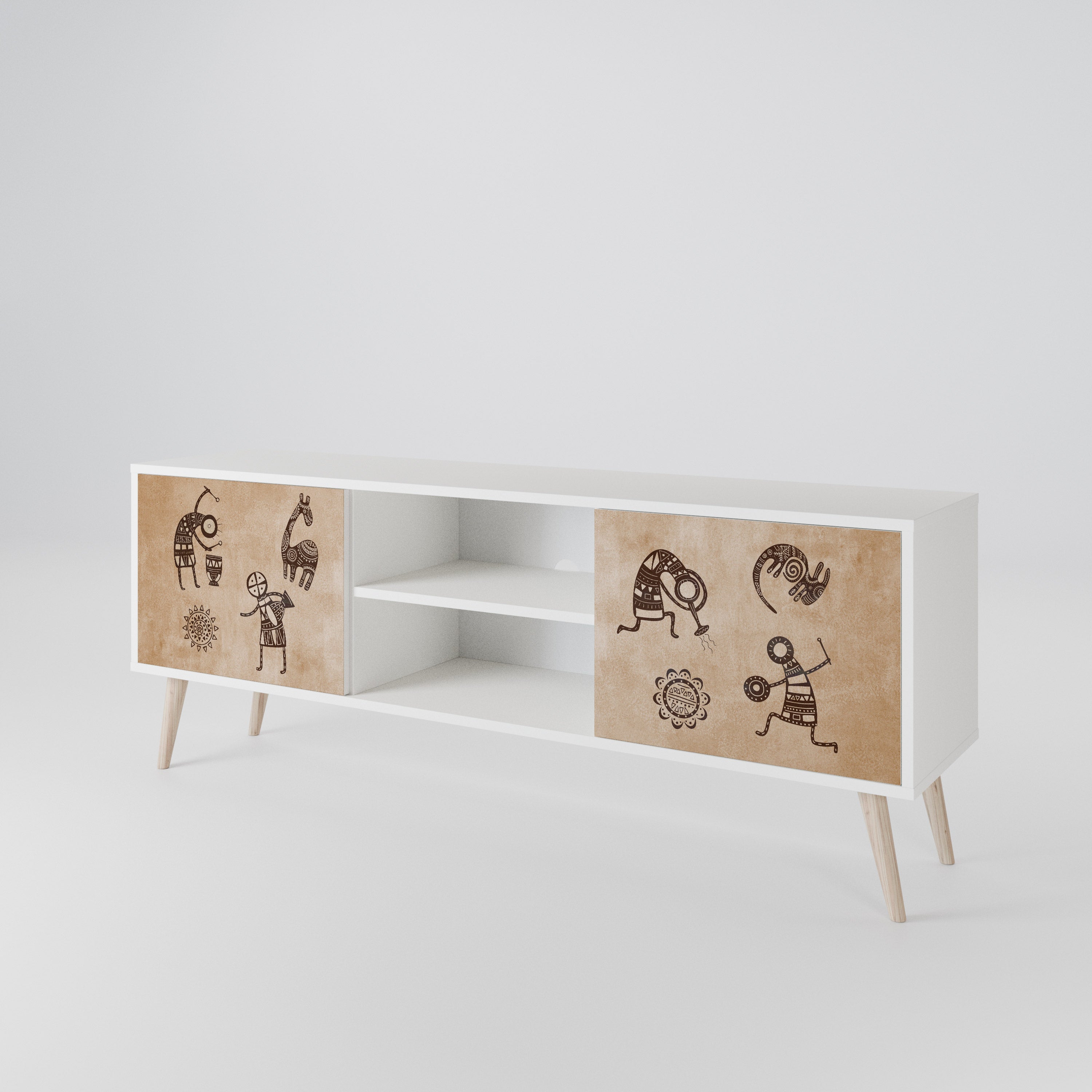 AFRICAN STYLE 2-Door TV Cabinet