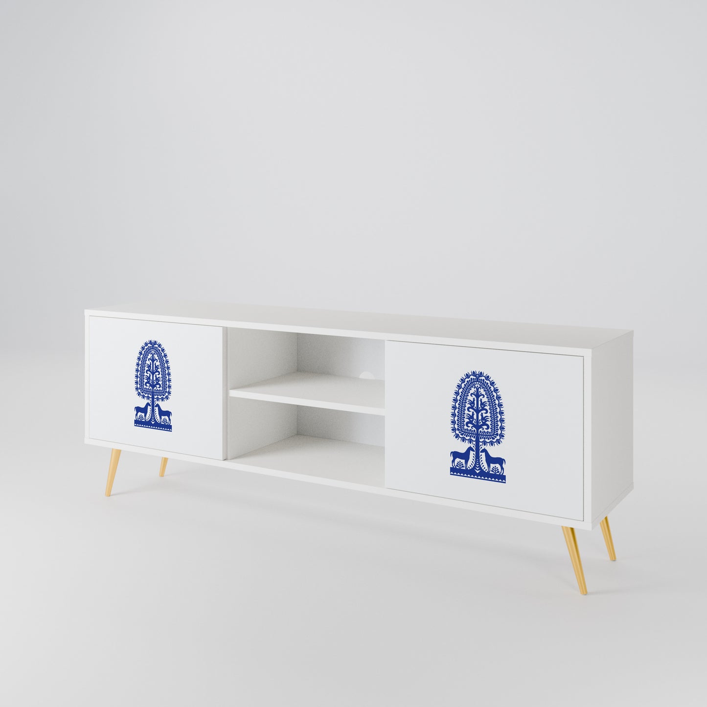 POLISH FOLK ART 2-Door TV Cabinet