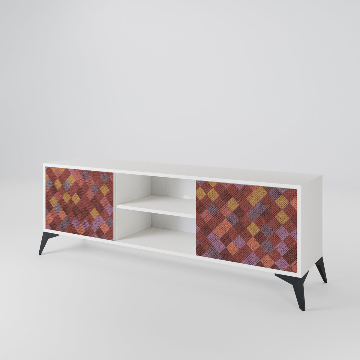 PAINTED SQUARES 2-Door TV Cabinet