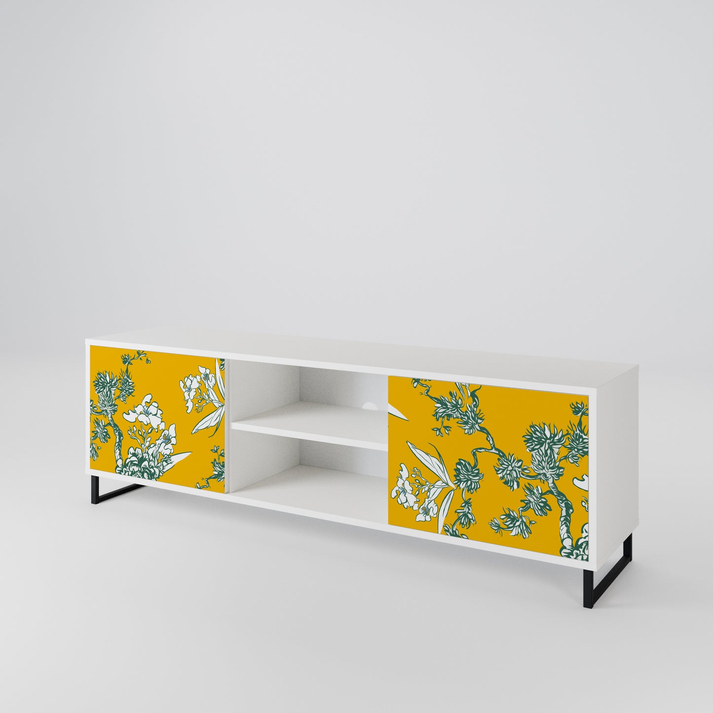 YELLOW CHINOISERIE 2-Door TV Cabinet