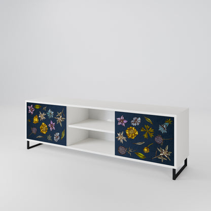 FLOWERS ON NAVY BLUE 2-Door TV Cabinet