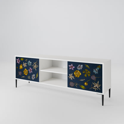 FLOWERS ON NAVY BLUE 2-Door TV Cabinet