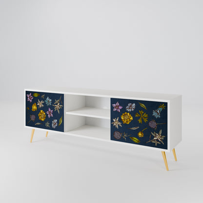 FLOWERS ON NAVY BLUE 2-Door TV Cabinet