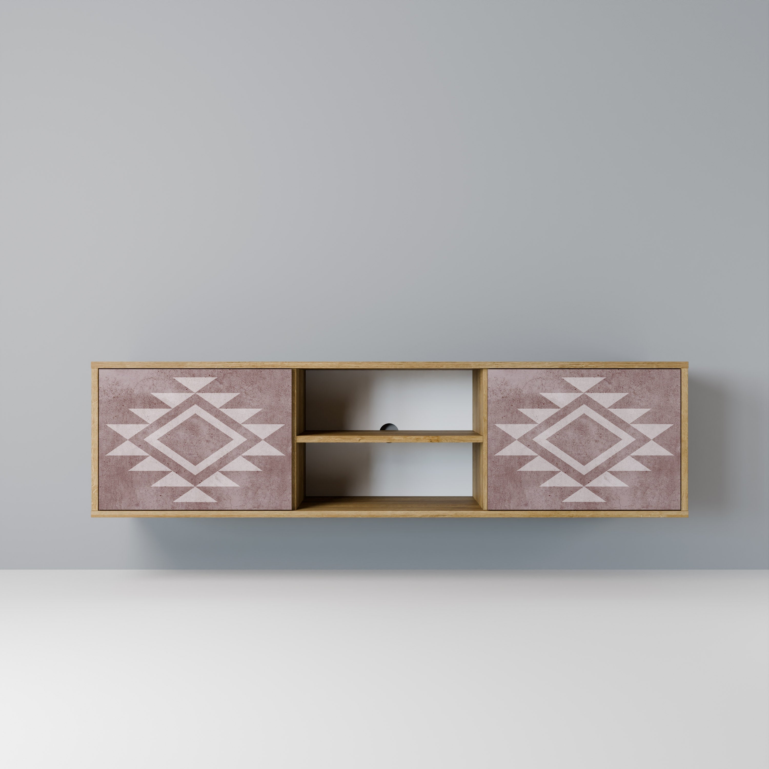 Meuble TV 2 portes MARVEL MOSAIC effet chêne