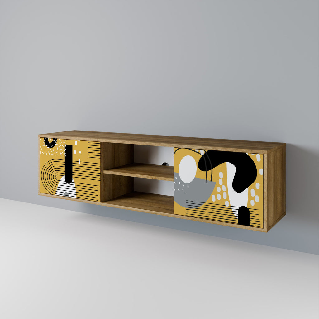 Meuble TV 2 portes SHAPESHIFT SYMPHONY effet chêne