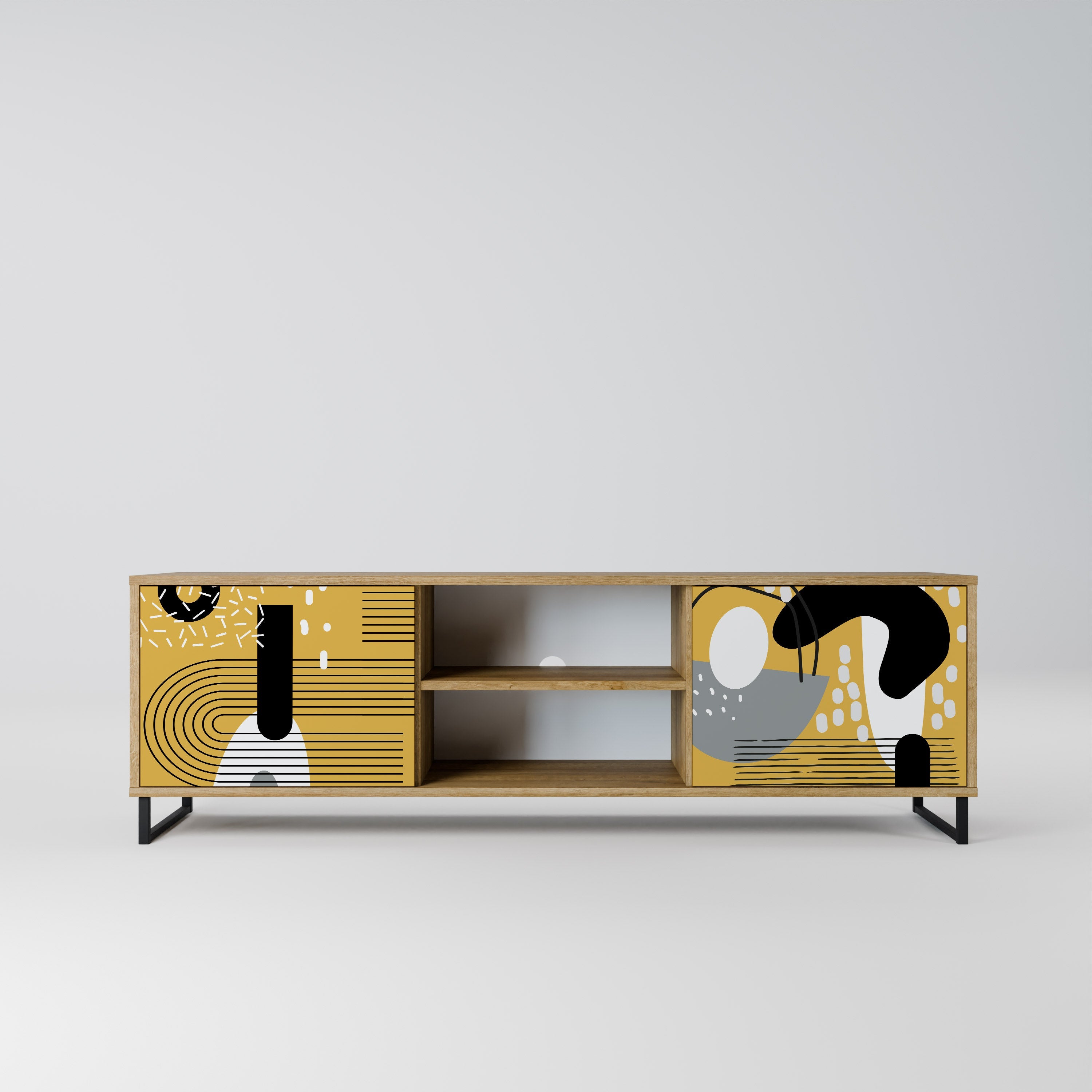 Meuble TV 2 portes SHAPESHIFT SYMPHONY effet chêne