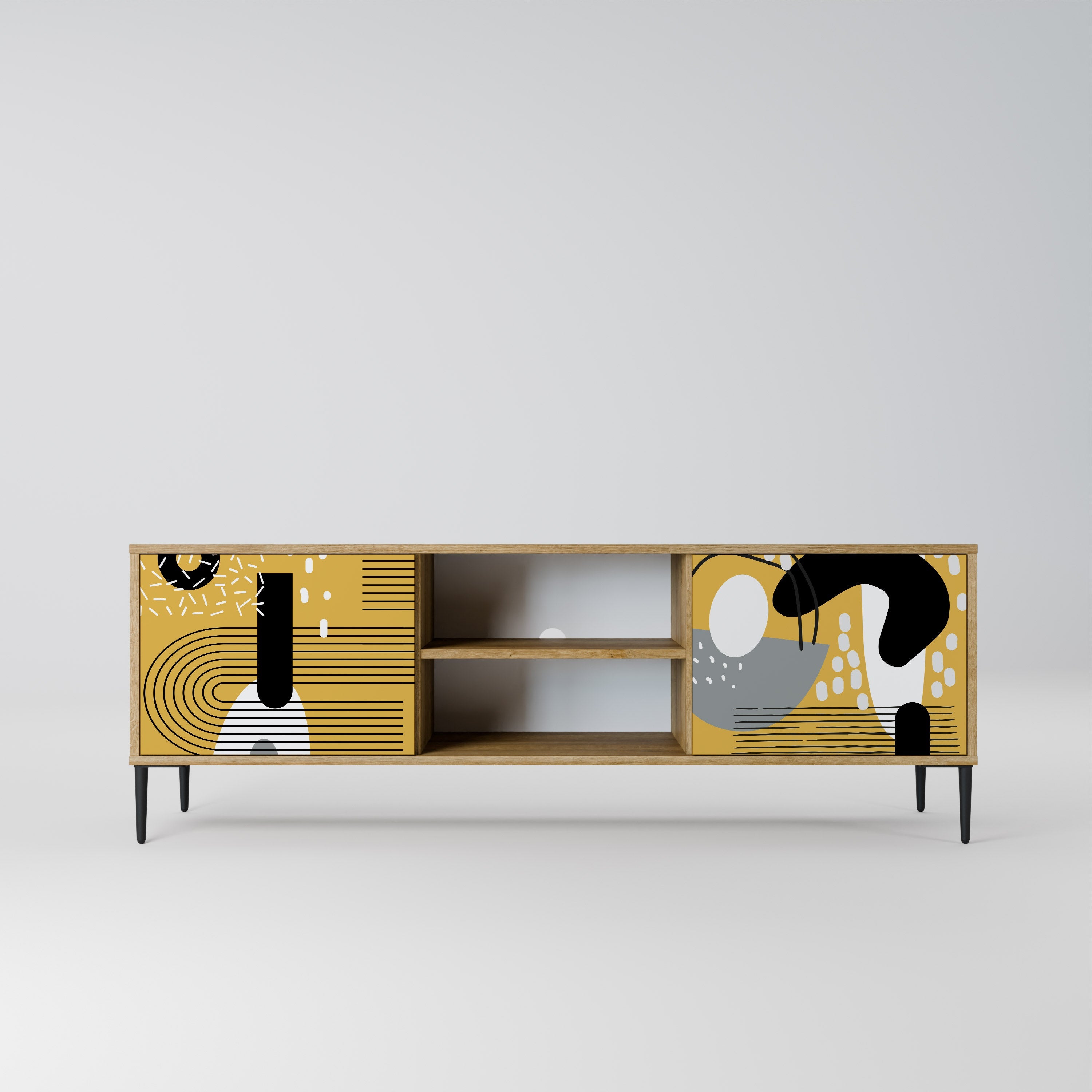 Meuble TV 2 portes SHAPESHIFT SYMPHONY effet chêne