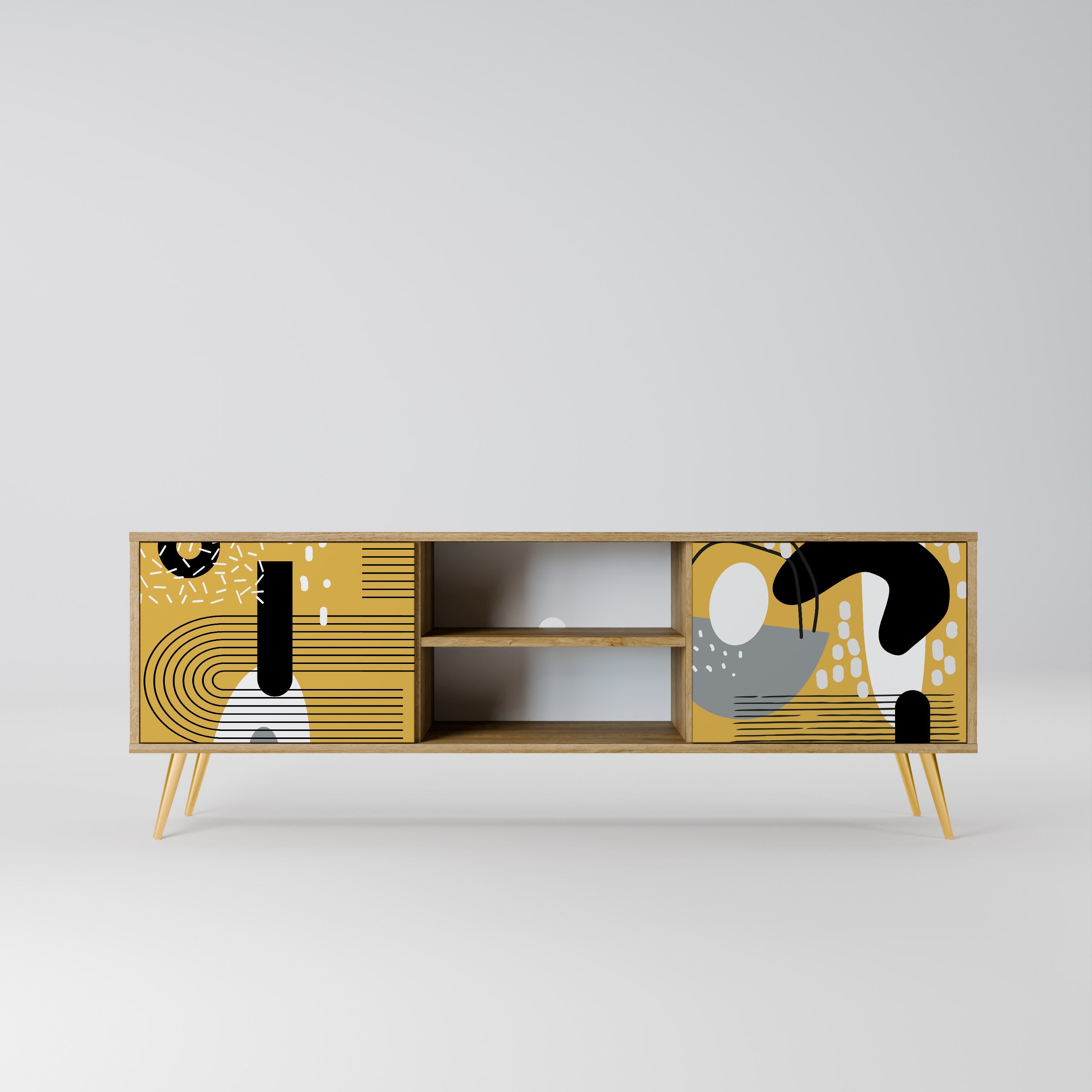 Meuble TV 2 portes SHAPESHIFT SYMPHONY effet chêne